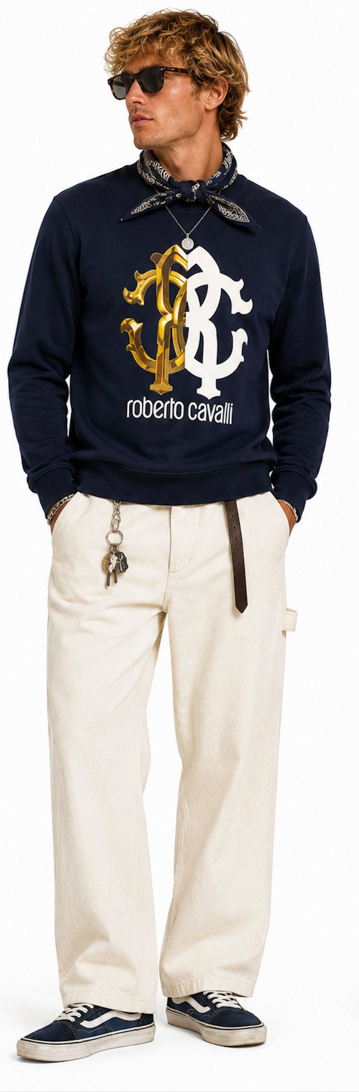 roberto cavalli Sweatshirt FIRENZE RC Monogram Logo Sweatshirt Pullover Sweater Exklusive Roberto Cavalli Firenze Premium-Linie