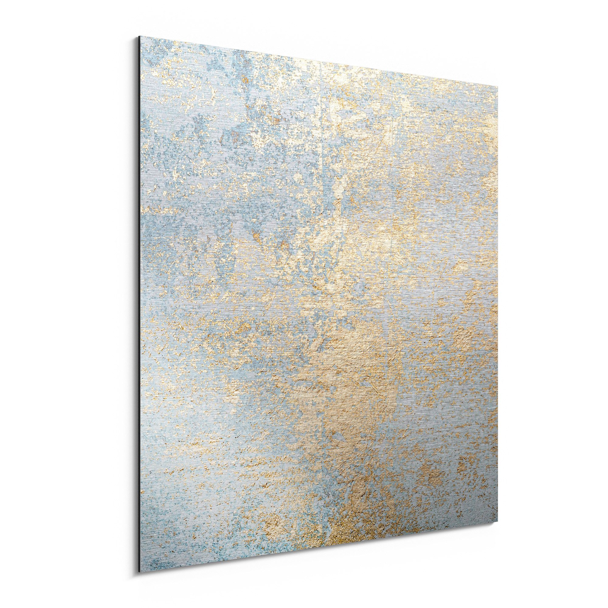 DEQORI Metallbild 'Wand mit Gold-Struktur', Alu Dibond Bild Aluminium Aluverbundplatte Design Wandbild Aludibond