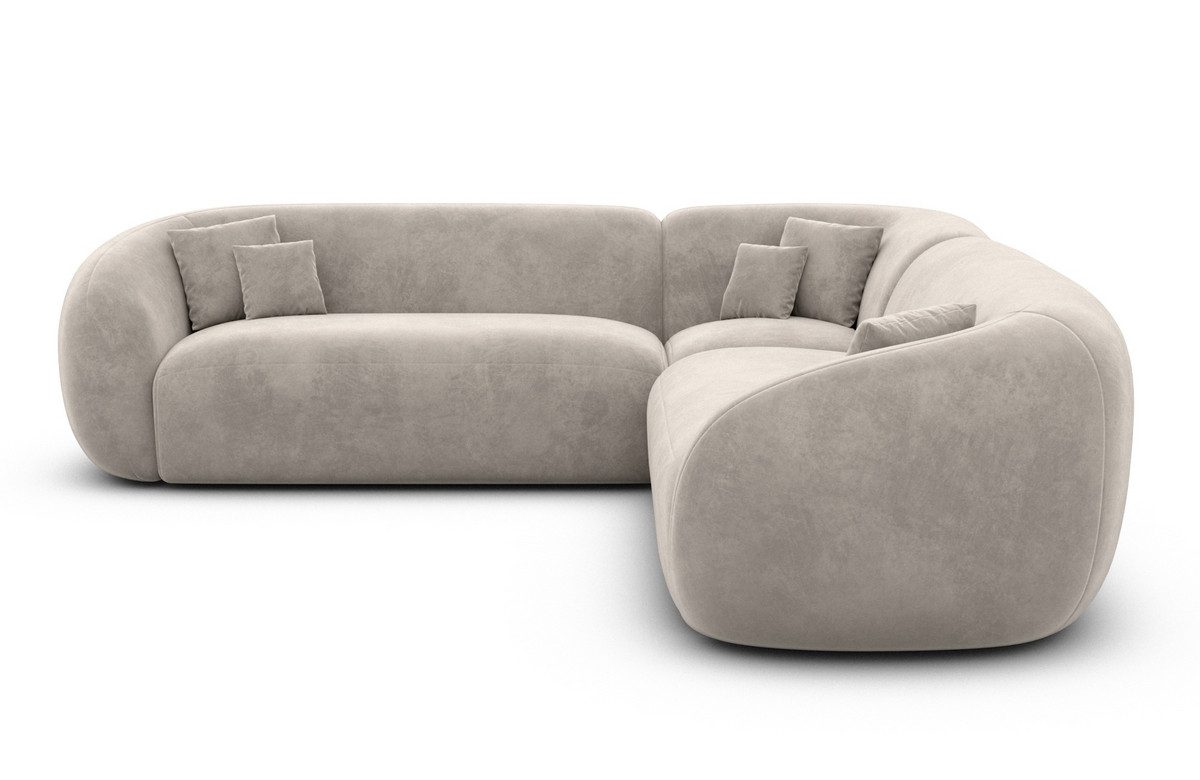Sofa Dreams Ecksofa Sorelia L Form Luxus Polsterecke, Design, 4-Sitzer, Loungesofa, Samtstoff Bezug in Sand