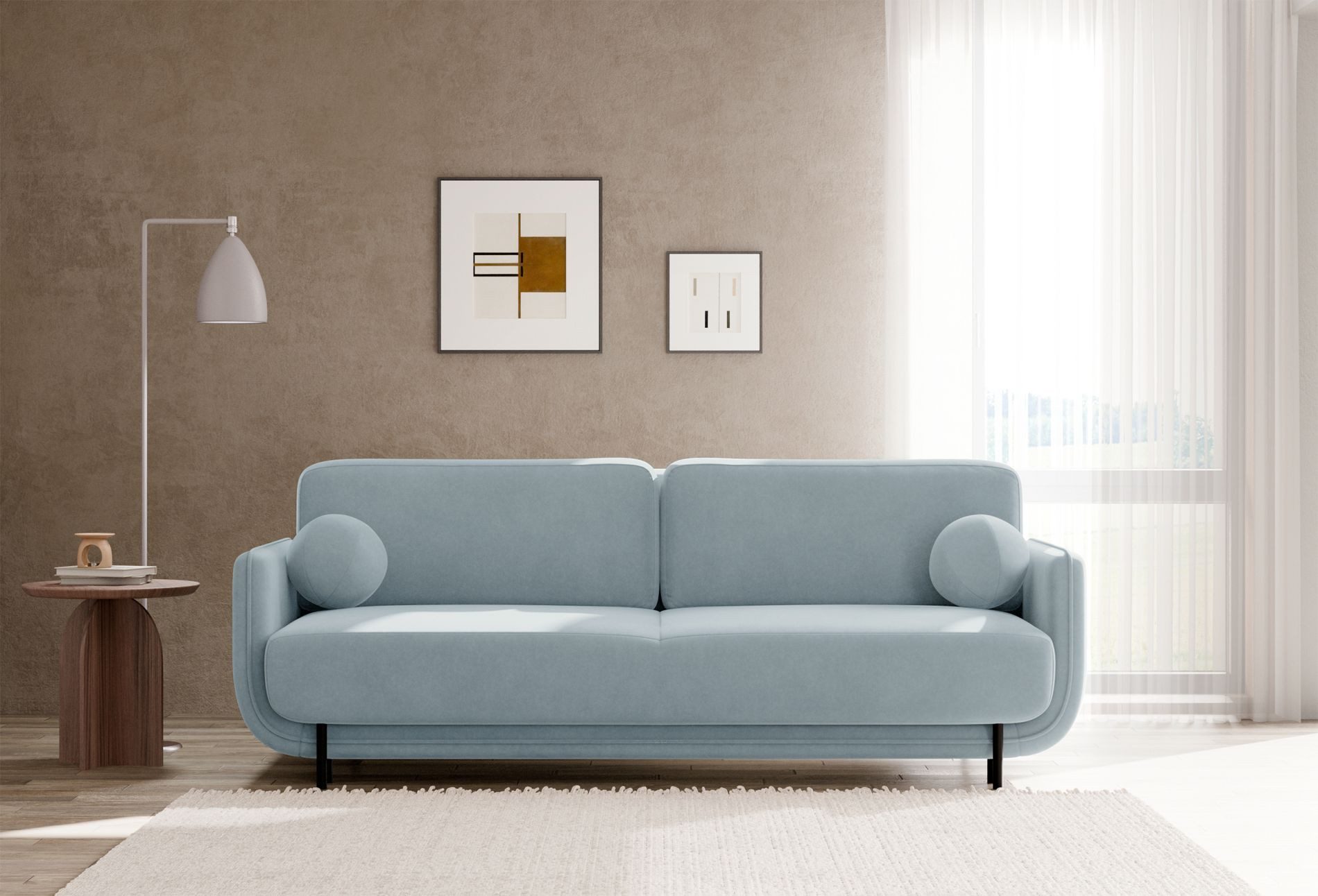 Selsey Schlafsofa, 3-Sitzer mit Schlaffunktion, Bettkasten, Samt