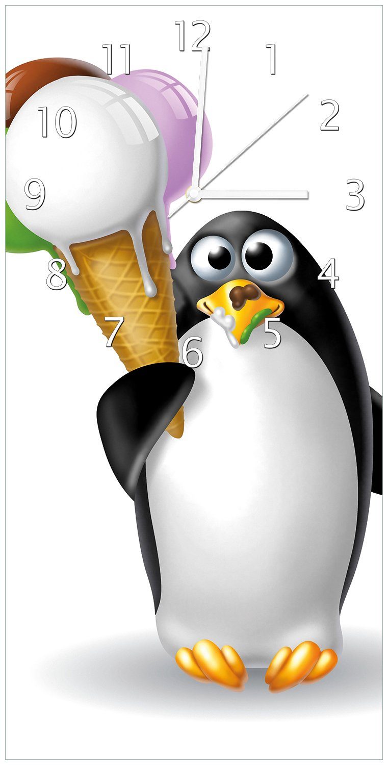 Wallario Wanduhr Süßer Eis Pinguin (Uhr aus Acryl)