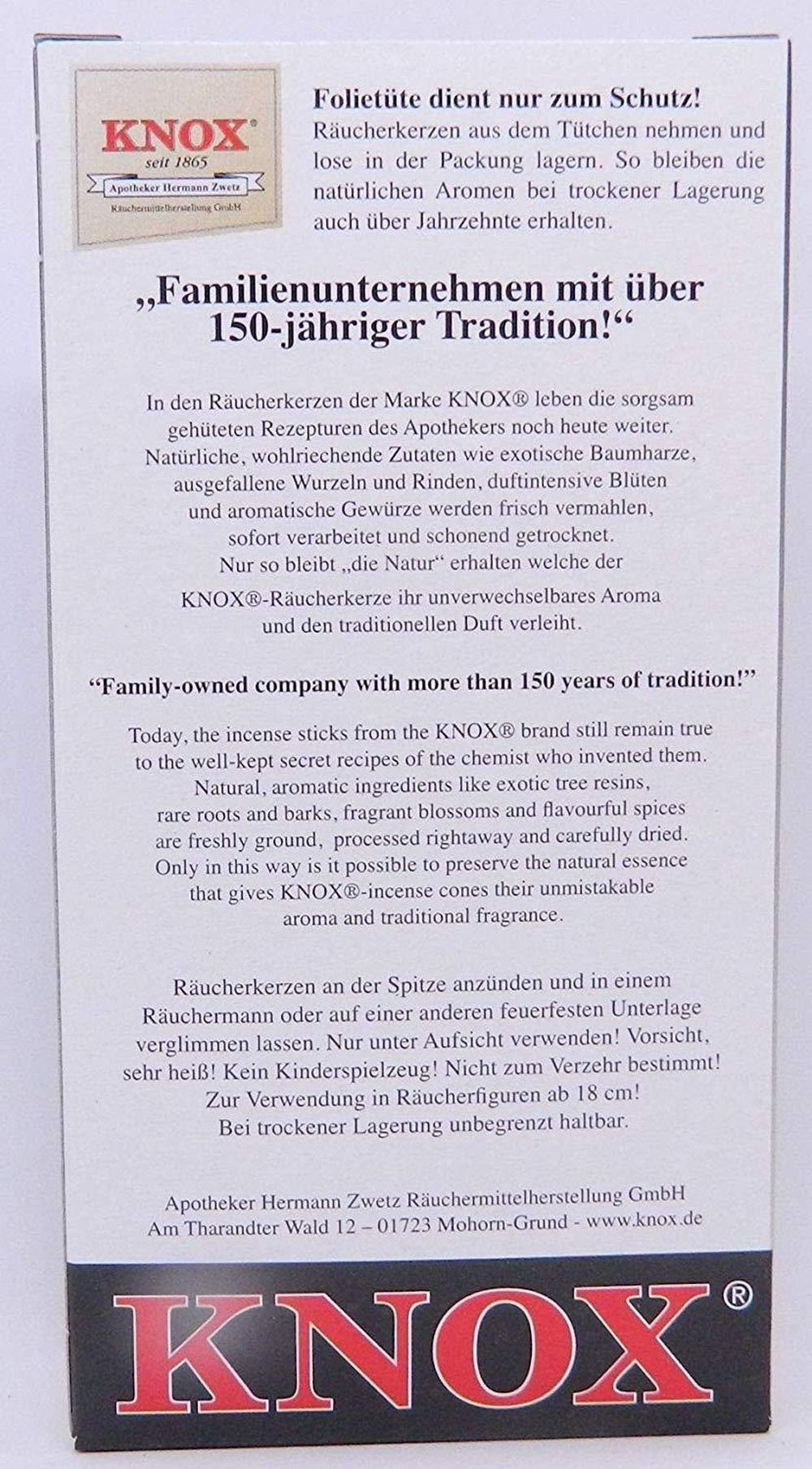 KNOX Räucherkegel 5 Päckchen Räucherkerzen- Cocos - 24er Packung