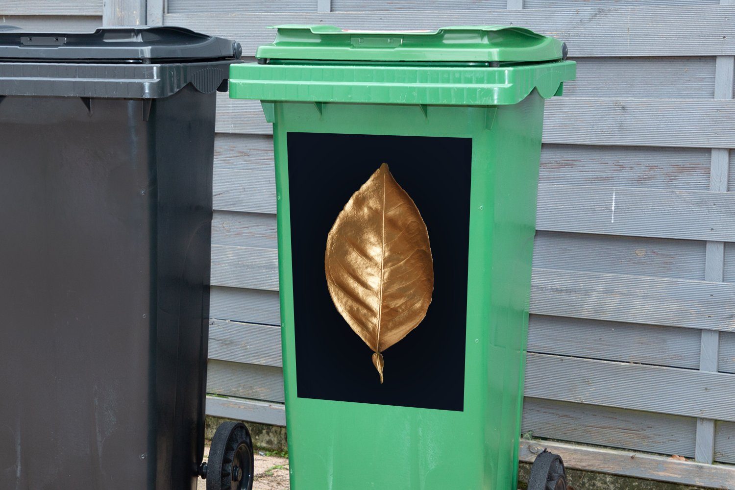 Wandsticker St), (1 - MuchoWow Sticker, Luxus Mülleimer-aufkleber, Mülltonne, Blatt - Abfalbehälter Gold Container,