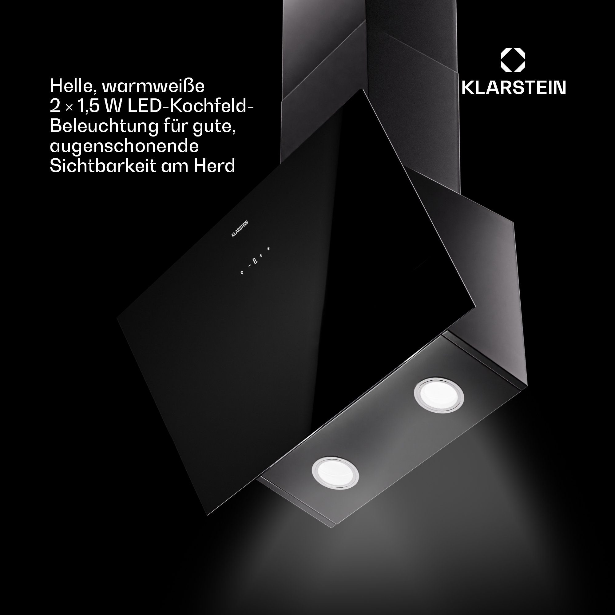 LED Umluft WandhaubeDunstabzugshaube Serie Laurel, CGCH3-Laurel-60BK Deckenhaube Touch Klarstein schwarz Abluft