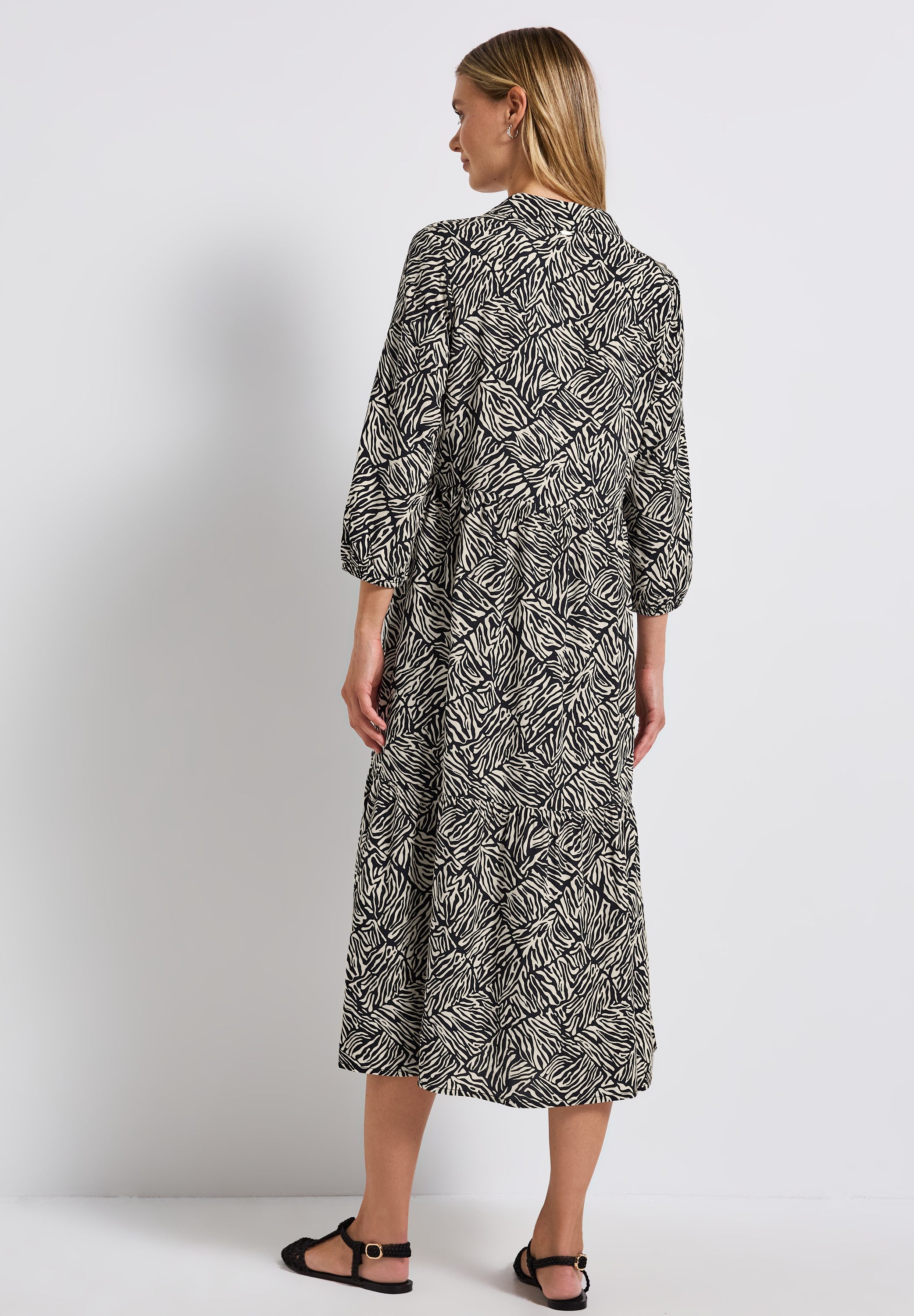 STREET ONE Volantkleid gemustert, mit 3/4_Arm günstig online kaufen