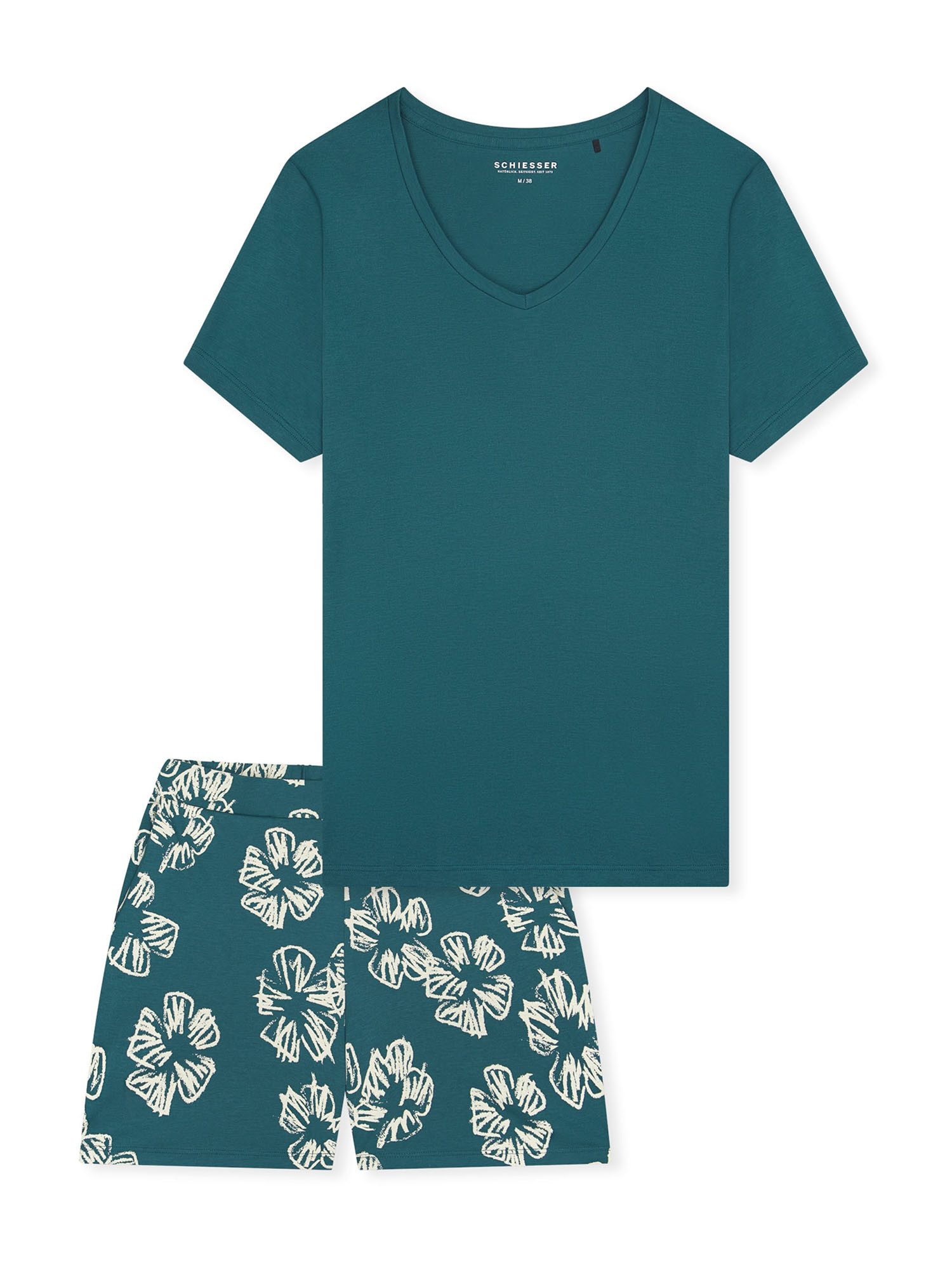 Schiesser Schlafanzug Modern Nightwear (2 tlg) Schlafanzug, Pyjama Set, Nachtwäsche