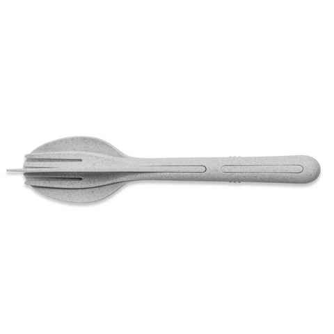 KOZIOL Besteck-Set Klikk 3-tlg. Organic Grey 22.2 cm (3-tlg), Kunststoff, ideal für draußen