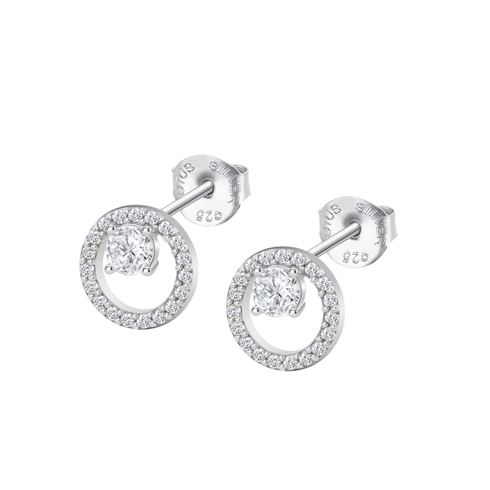 Lotus Paar Ohrstecker Silver Damen LP3080-4/1 Silber Kreis Zirkonia 10 mm
