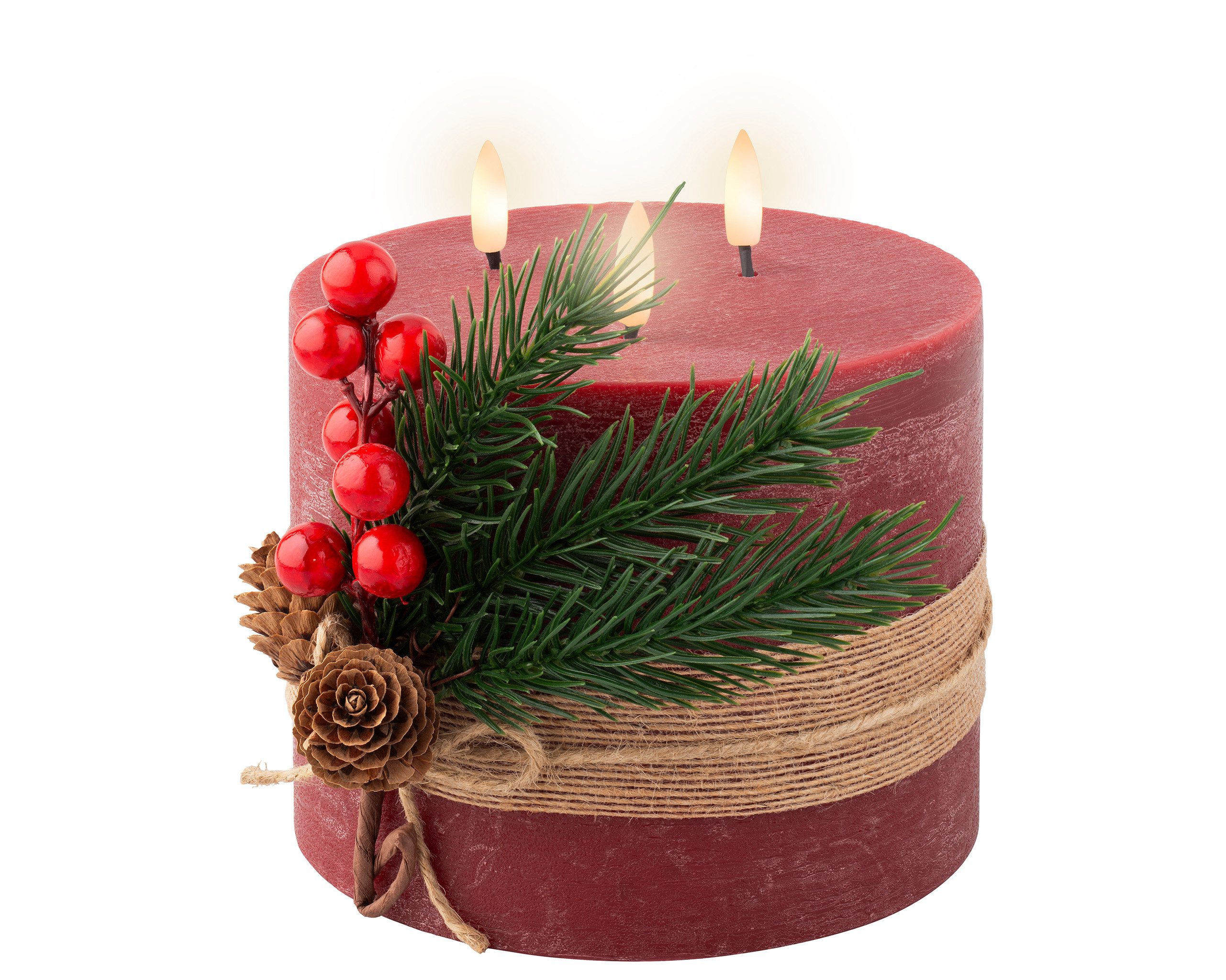 Lumineo LED-Kerze, LED Kerze batteriebetrieben 3 flammig mit Timer Wachs 15 günstig online kaufen