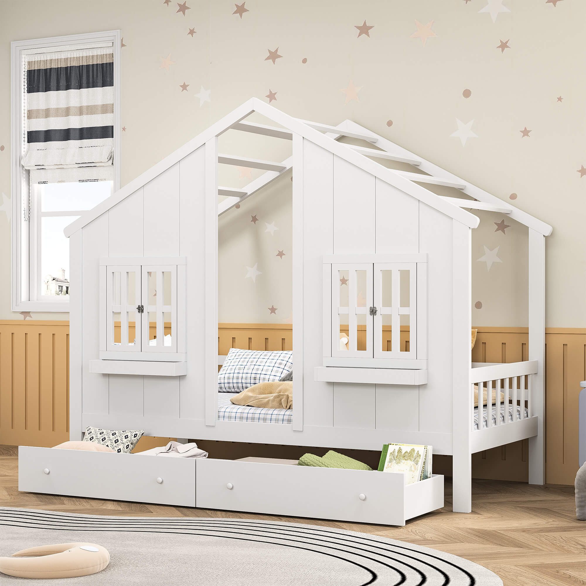 Furnishings Home Hausbett Holzbett Kinderbett 90x200cm günstig online kaufen