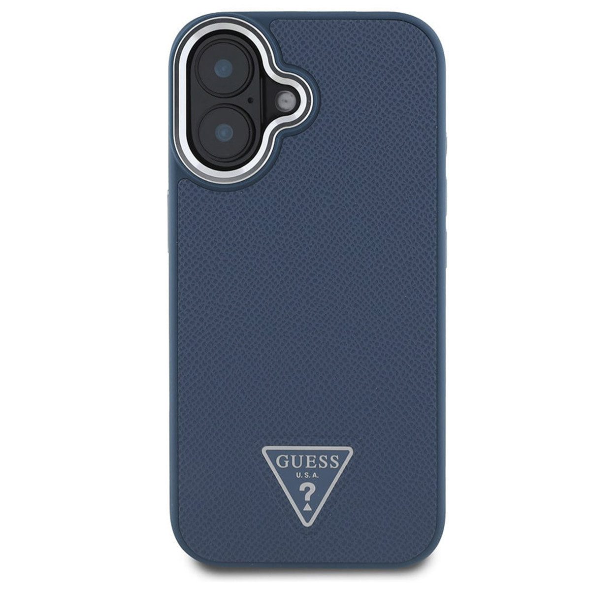 Guess Backcover Guess Grained Triangle Case MagSafe Apple iPhone 16 - Blue