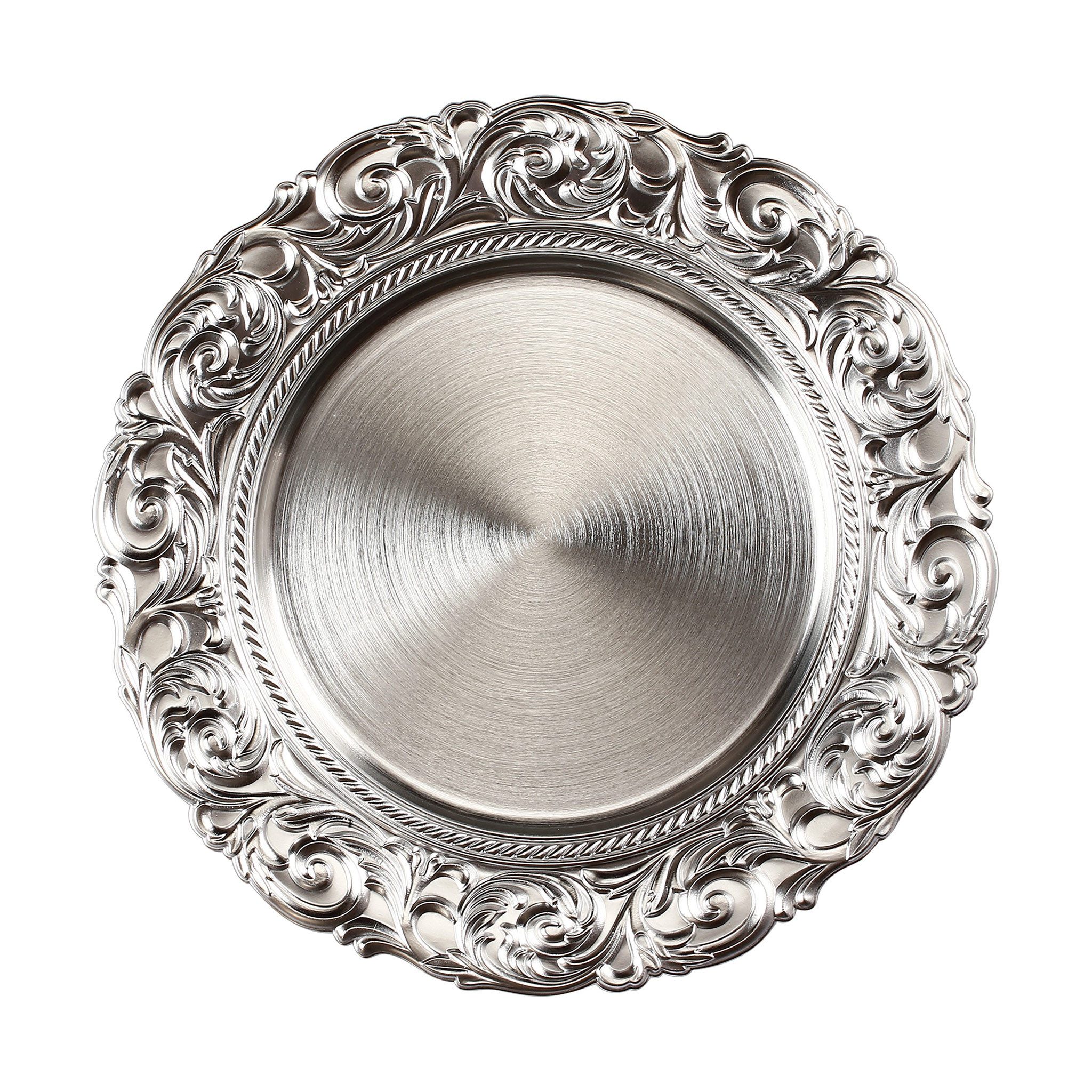 MAGIC by Inge Dekoteller, Dekoteller 33cm Kunststoff mit prunkvollem Muster - Silber