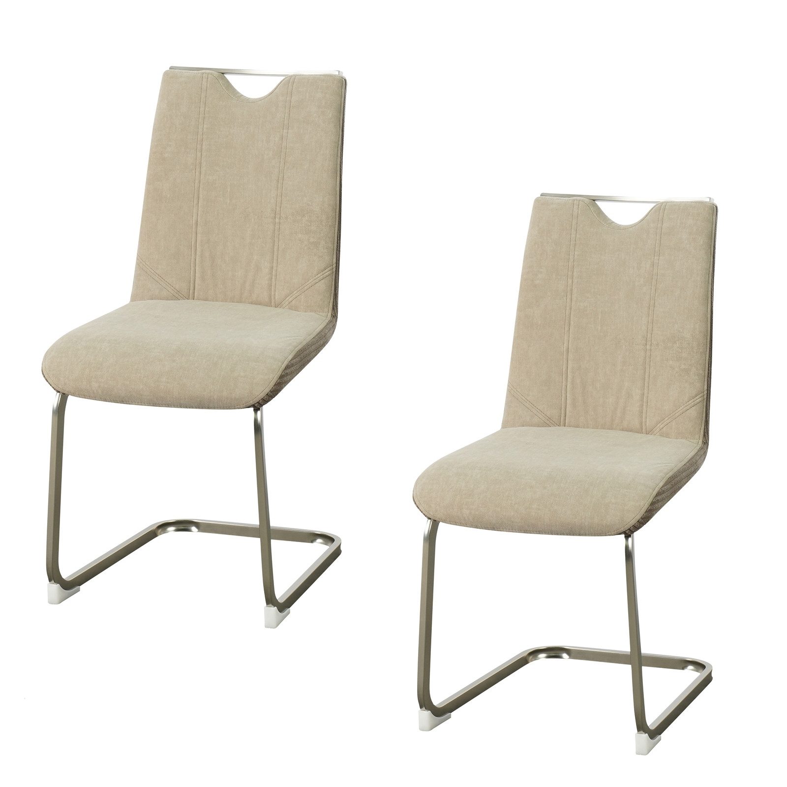 Freischwinger Schwingstuhl Taupe/Cord 2er Set Emrys
