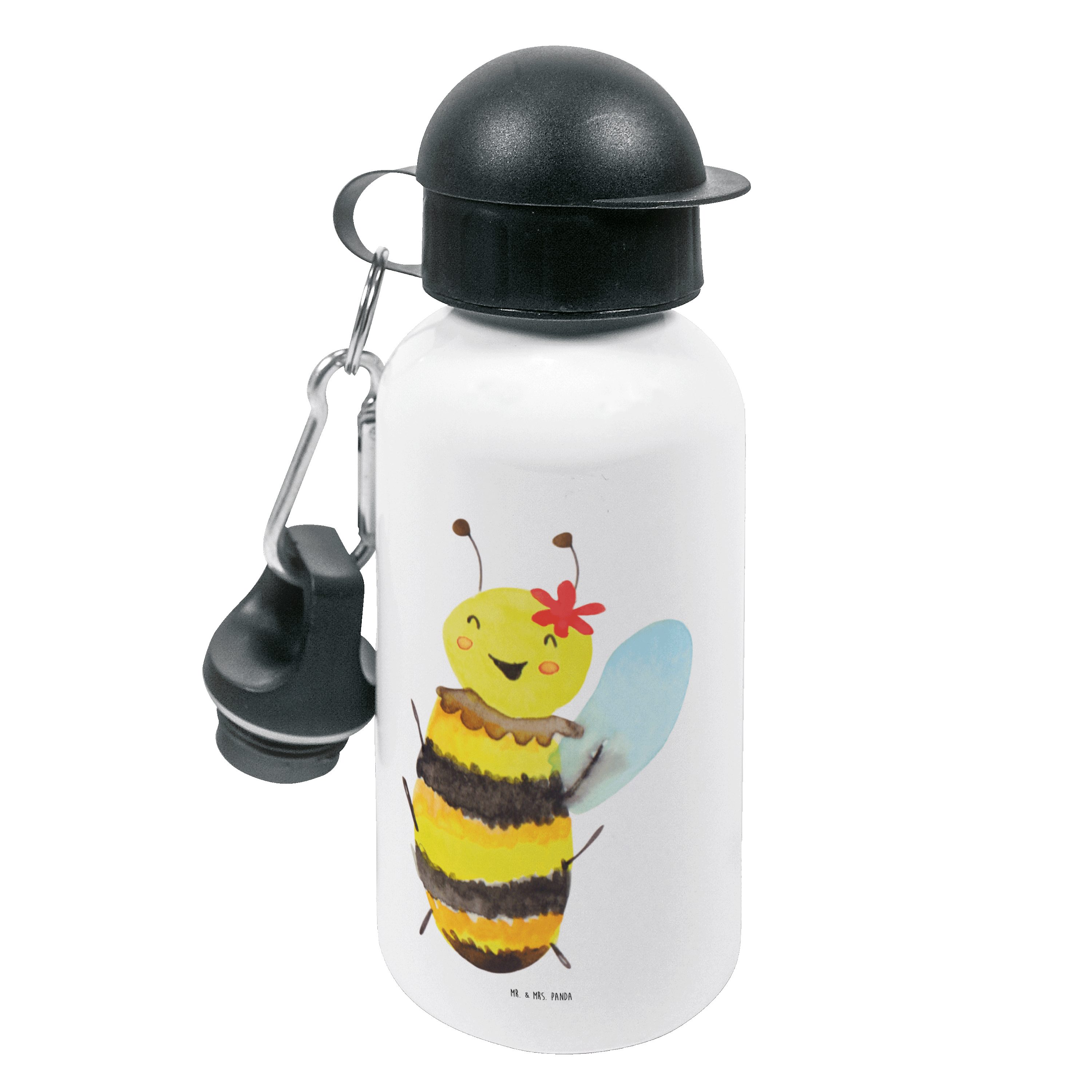 Mr. & Mrs. Panda Trinkflasche Biene Happy - Weiß - Geschenk, Hummel, Mädchen, Wespe, Kindergarten F