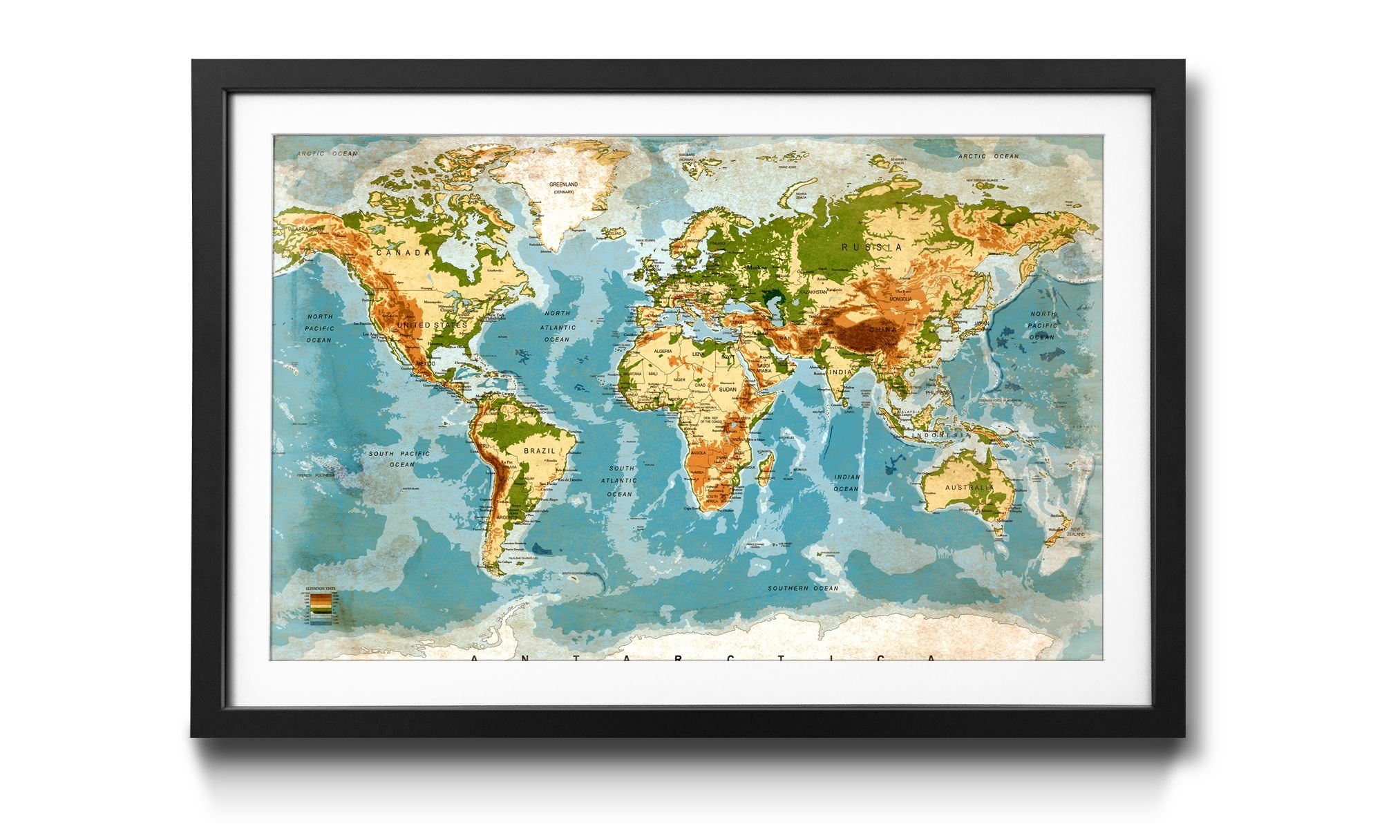 Map, Kunstdruck WandbilderXXL erhältlich Weltkarte, Größen Dirty in Wandbild, 4