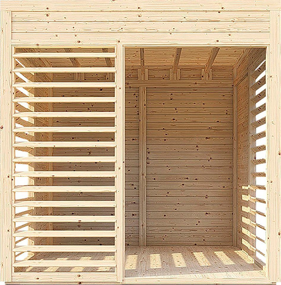 BERTILO Pavillon Modern Art 1, aus nordischer Fichte, kompletter Bausatz inkl. Dach und Boden