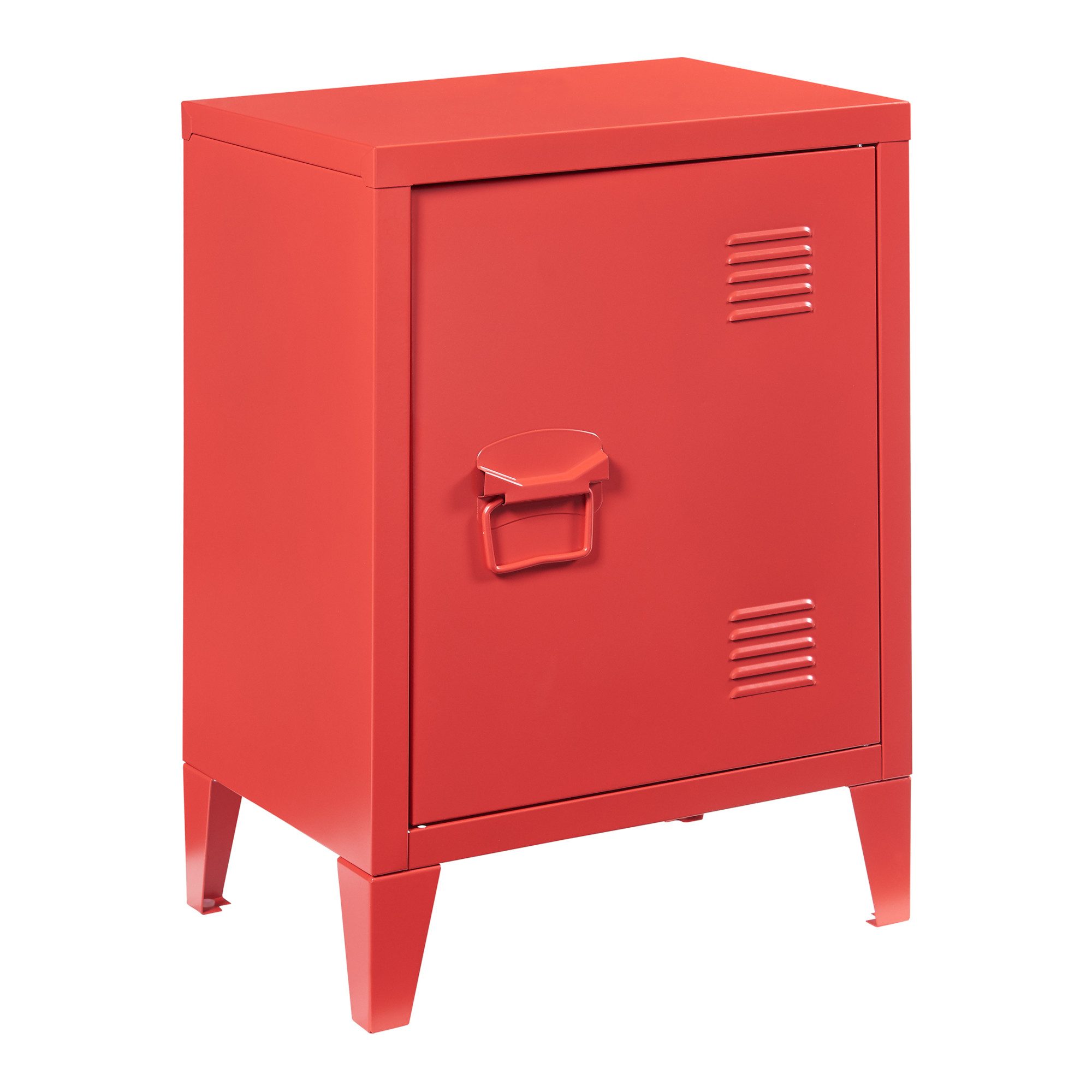 en.casa Nachtschrank (1-St) »Inari« mit Türgriff links Stahl 57 x 40 x 30 cm Rot