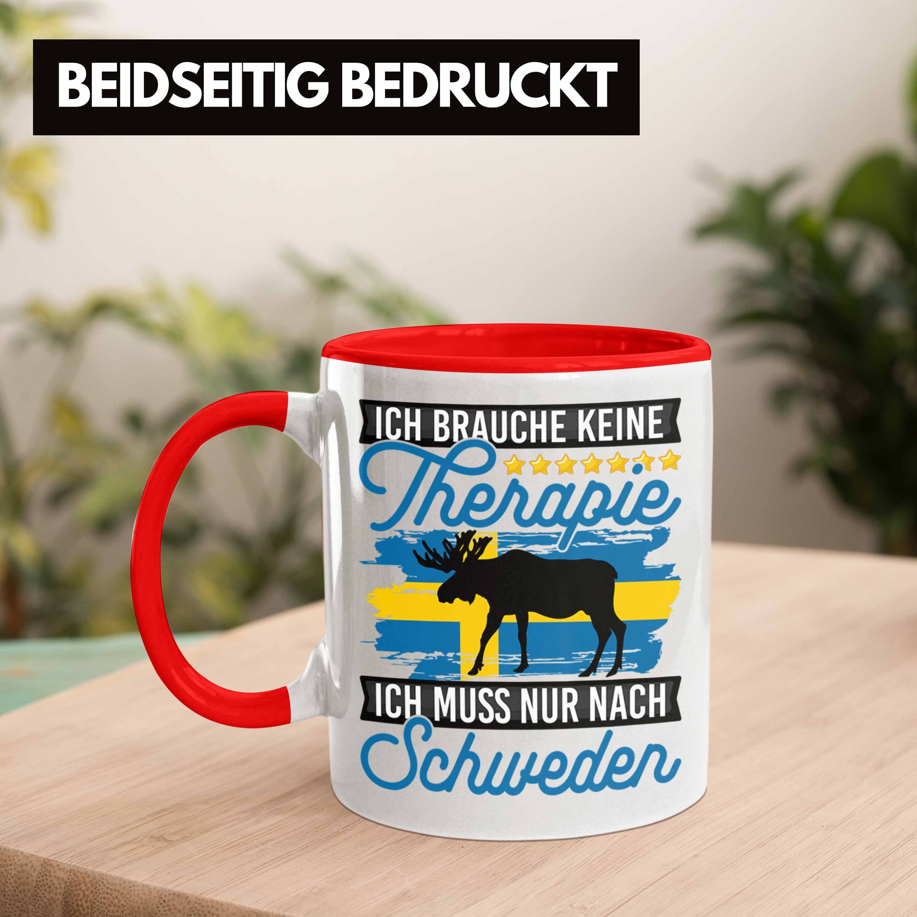 Rot Schweden Schweden Tasse Urlaub Trendation Ic Ich Tasse Therapie Keine Brauche Geschenk