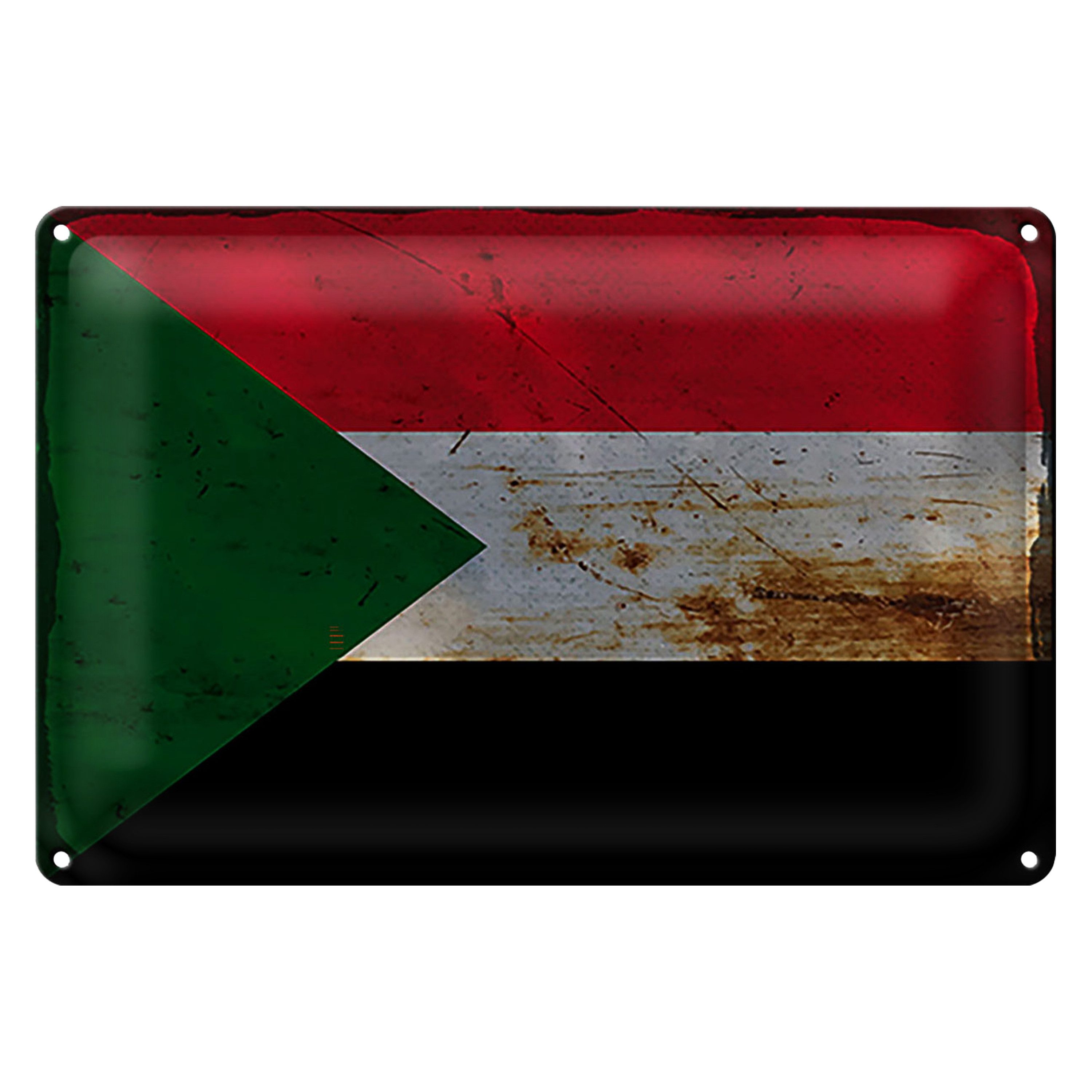 Roomando Metallschild Flagge Sudan 40x30cm Flag of Sudan Rost
