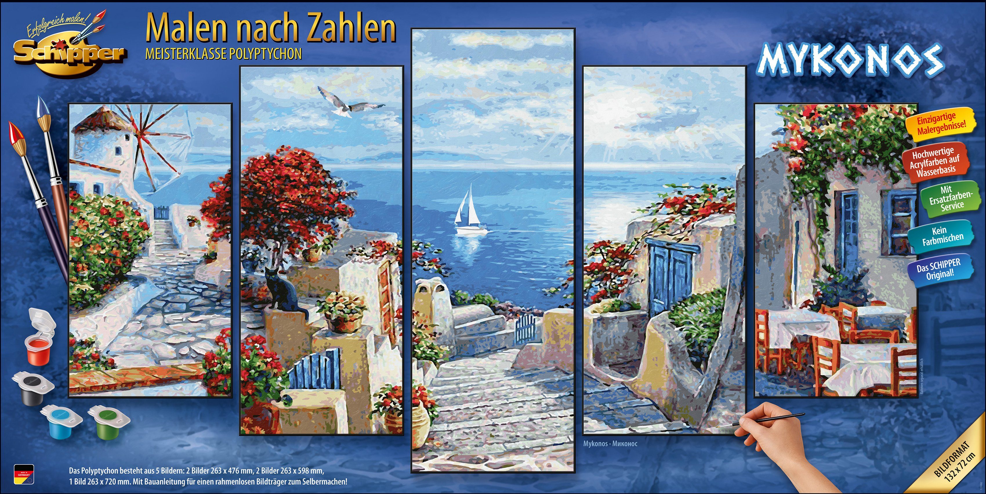 Schipper Malen nach Zahlen Meisterklasse Polyptychon - Mykonos, Made in Germany