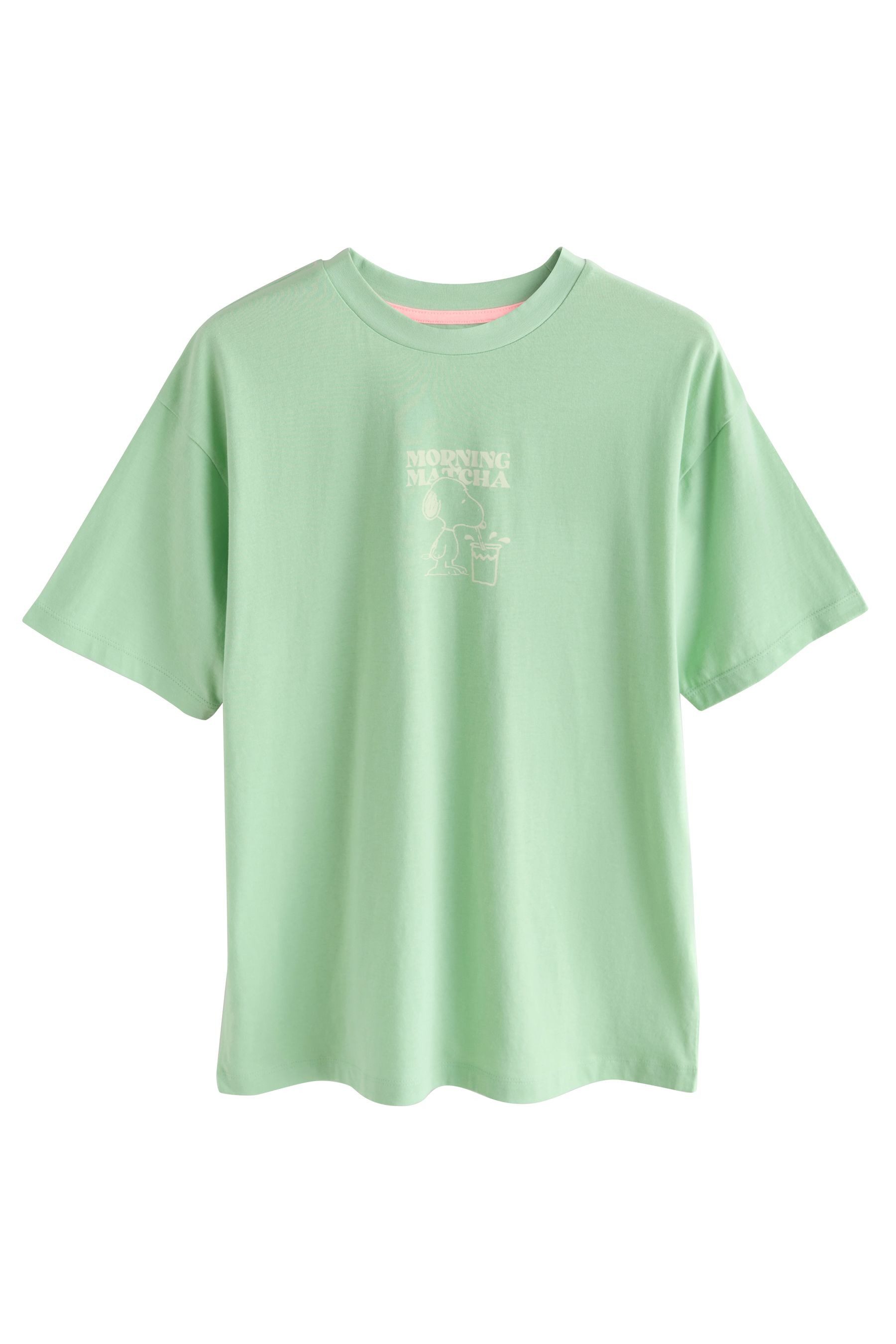 T-Shirt Lizenziertes Rundhals-T-Shirt, Snoopy Matcha