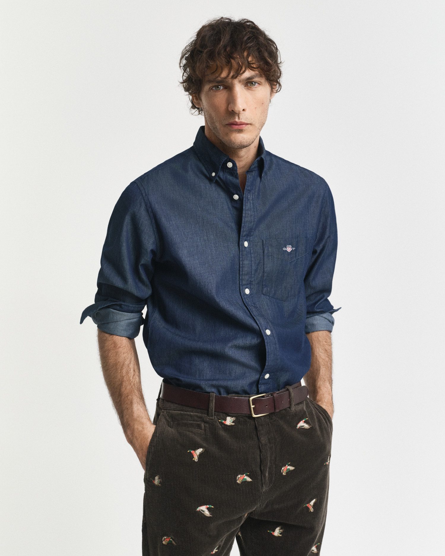 Gant Langarmhemd Regular Fit Denimhemd Jeanshemd pflegeleicht