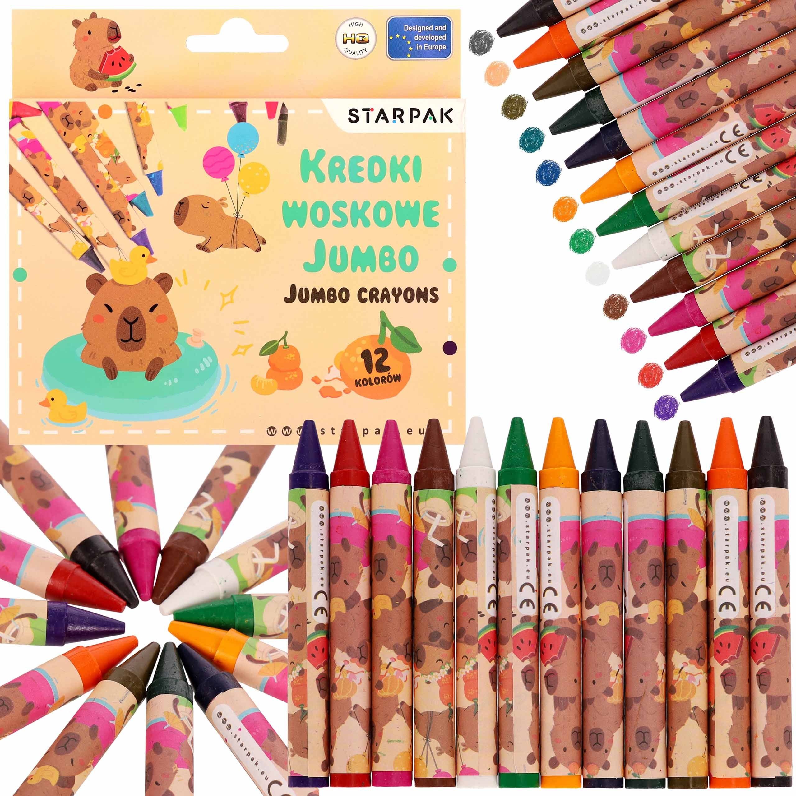 Sarcia.eu Wachsmalstift KAPIBARA JUMBO-Wachsmalstifte für Kinder, 12 Farben