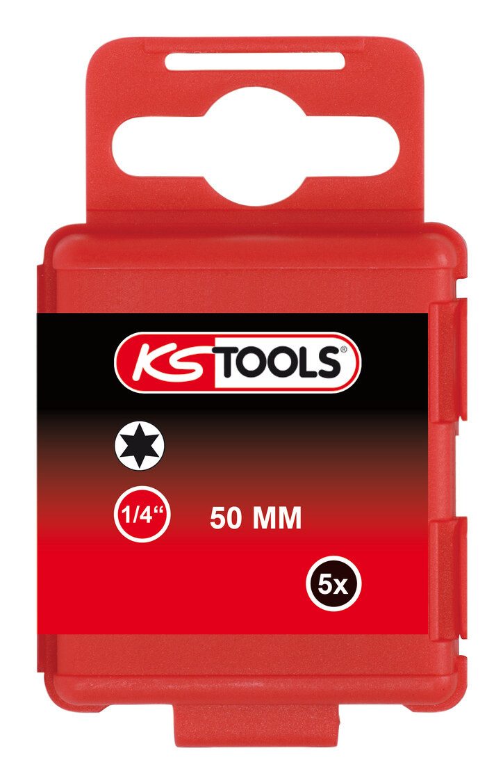 KS Tools Torx-Bit, 5 Stück, 1/4", 50 mm, T10, 5er Pack