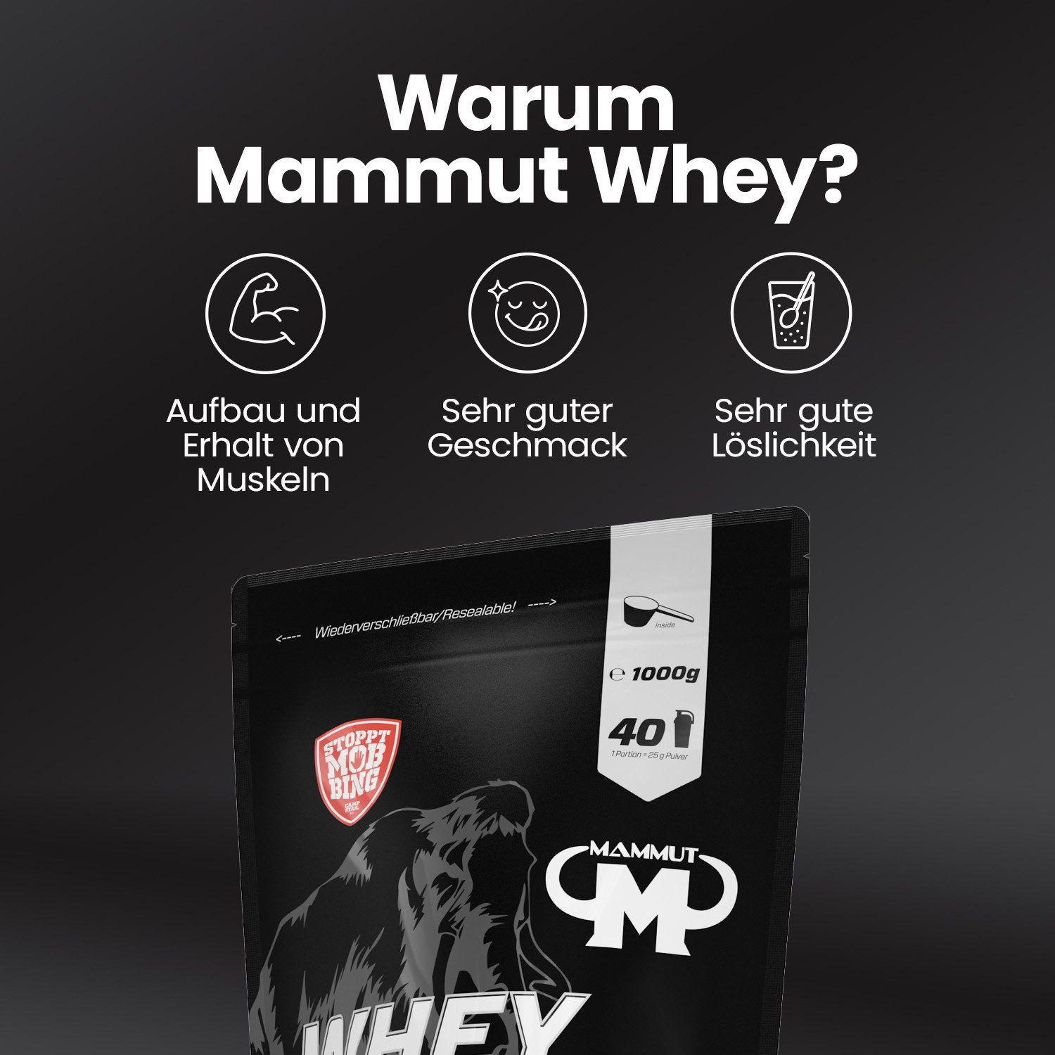Mammut Nutrition Whey Protein - 1000 g Zipp-Beutel Pulver, 1000 g