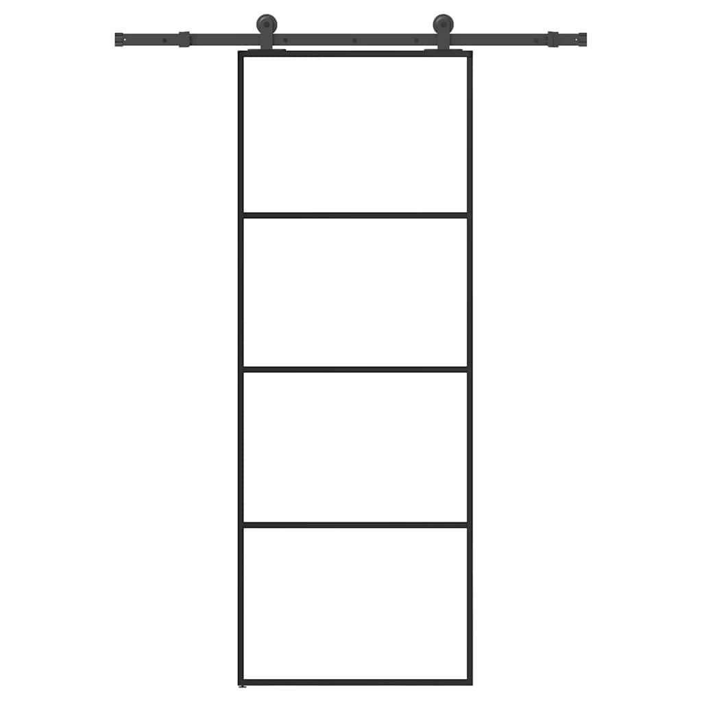 vidaXL Haustür Schiebetür mit Beschlag 76x205 cm ESG-Glas & Aluminium (1-St)