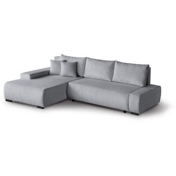 Beautysofa Ecksofa Draco L, mit Schlaffunktion, Bettkasten, Wellenfedern, Polstersofa mit Cord-Bezug, L-Form Ecksofa für Wohnzimmer