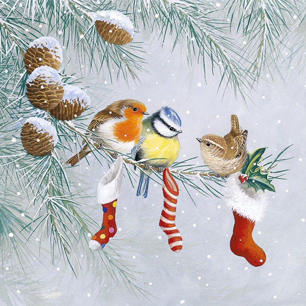 Ambiente Luxury Paper Products Papierserviette 20 Servietten Christmas Socks 33x33cm, (20 St)