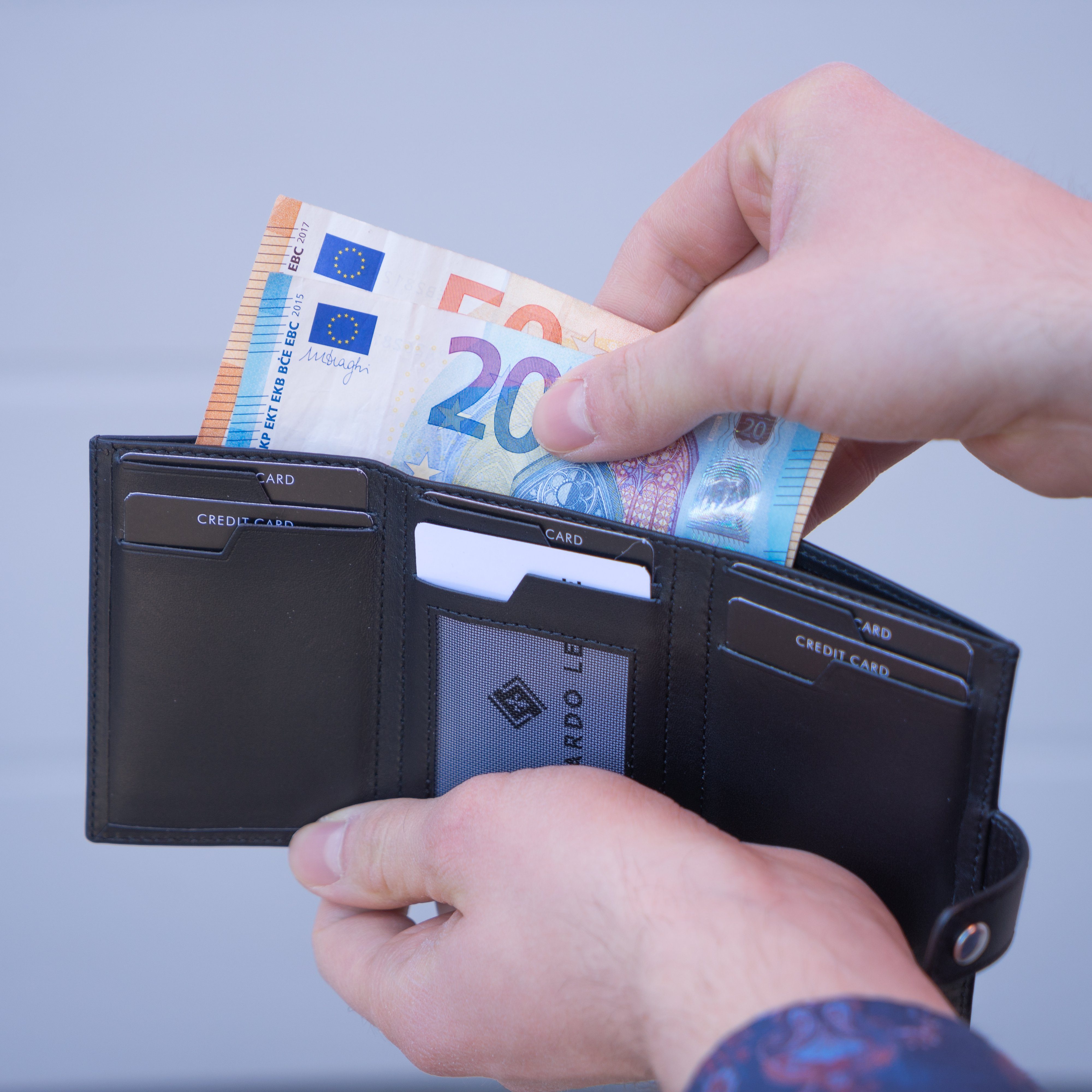 mini Mini Geldbörse Leone Leder Torino, Leonardo Wallet Nappa