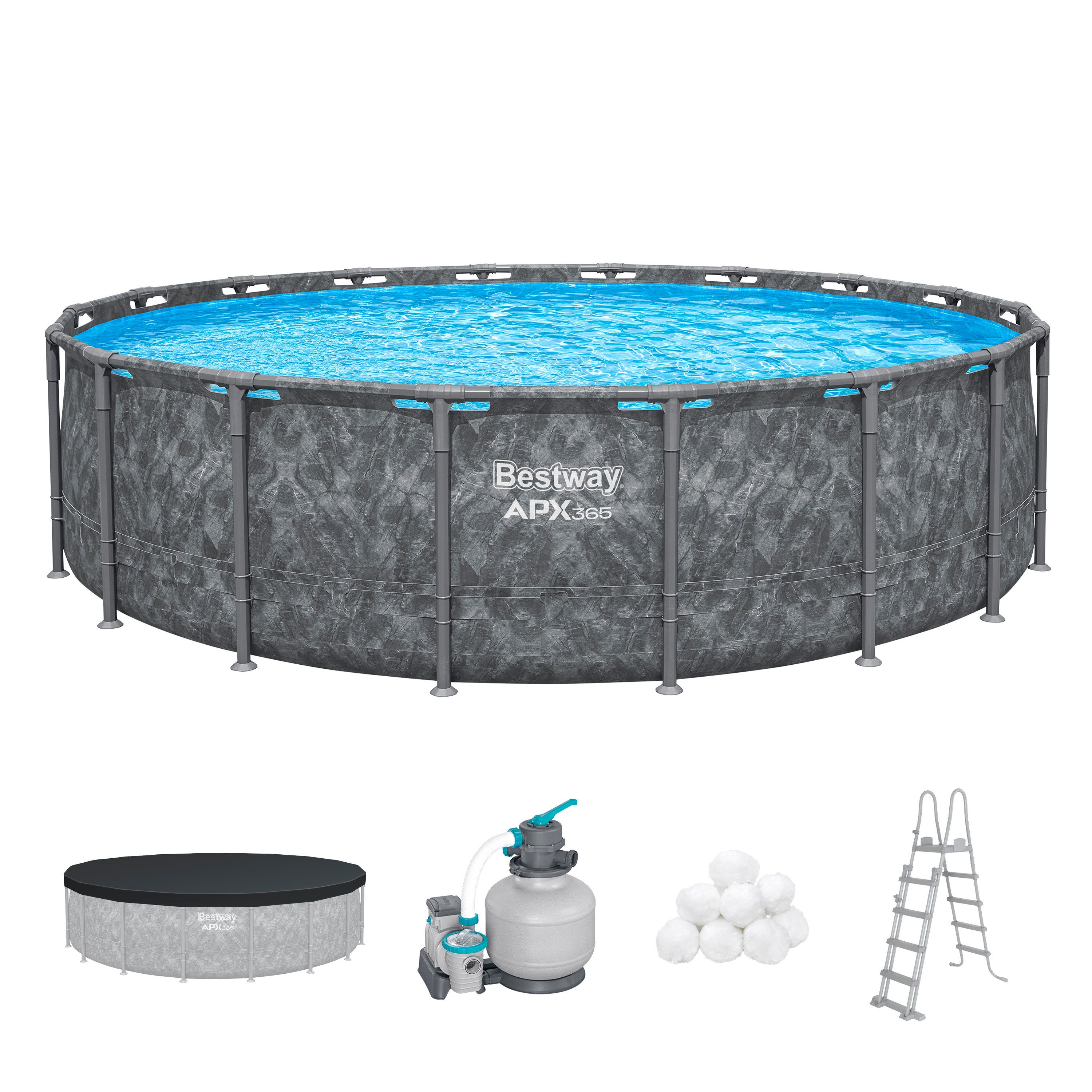 Bestway Framepool APX365™ Winterfest (Set, Inkl. Sandfilter), Ø 549 x 132 cm