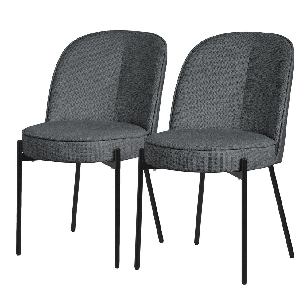 ML-DESIGN Polsterstuhl Esszimmerstühle mit Rückenlehne moderne Design Lounge Küchenstühle (2 St), Esstischstühle 2er Set Anthrazit Küchenstuhl Stahl Polyester bis 120kg