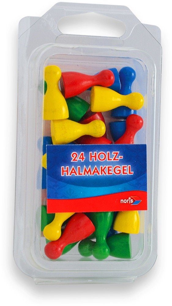 Noris Spiel Zubehör 24 Bunte Halmakegel aus Holz 24mm 606154362