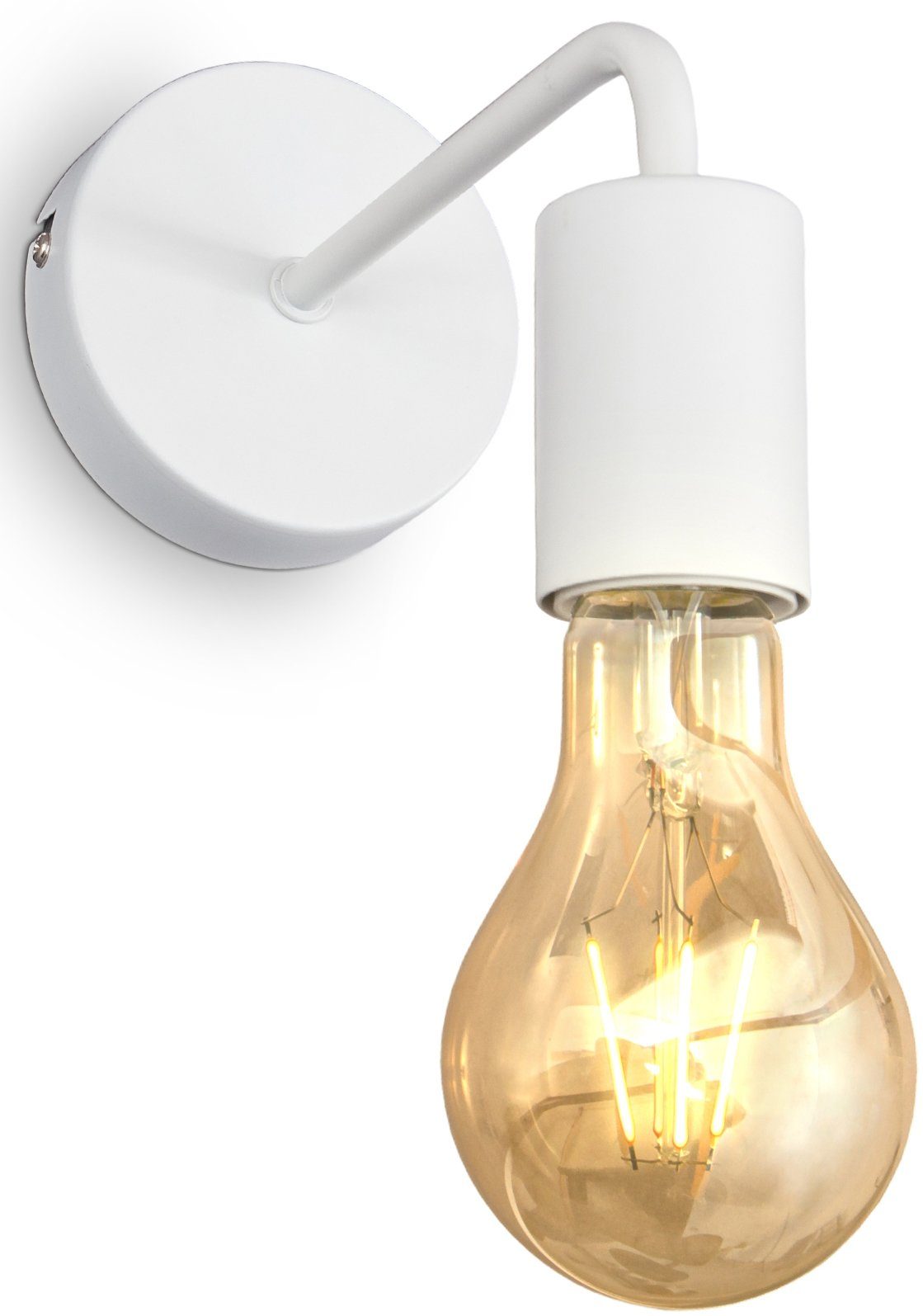 Wandlampe Rund, ohne ohne 1-Flammig, Retro, E27-Fassung, B.K.Licht Leuchtmittel, Vintage Wandleuchte Industrial Innnen, Stahl, Leuchtmittel BK_WL1377 (max. 10W),