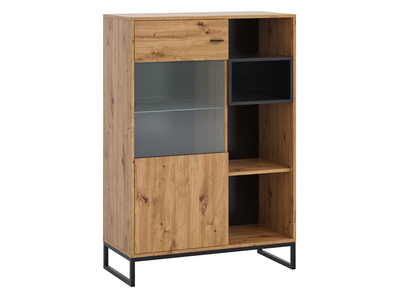 MIRJAN24 Vitrine Olier WIT90 OL10 (mit Tür und Regale) Gehärtetes Glas ...