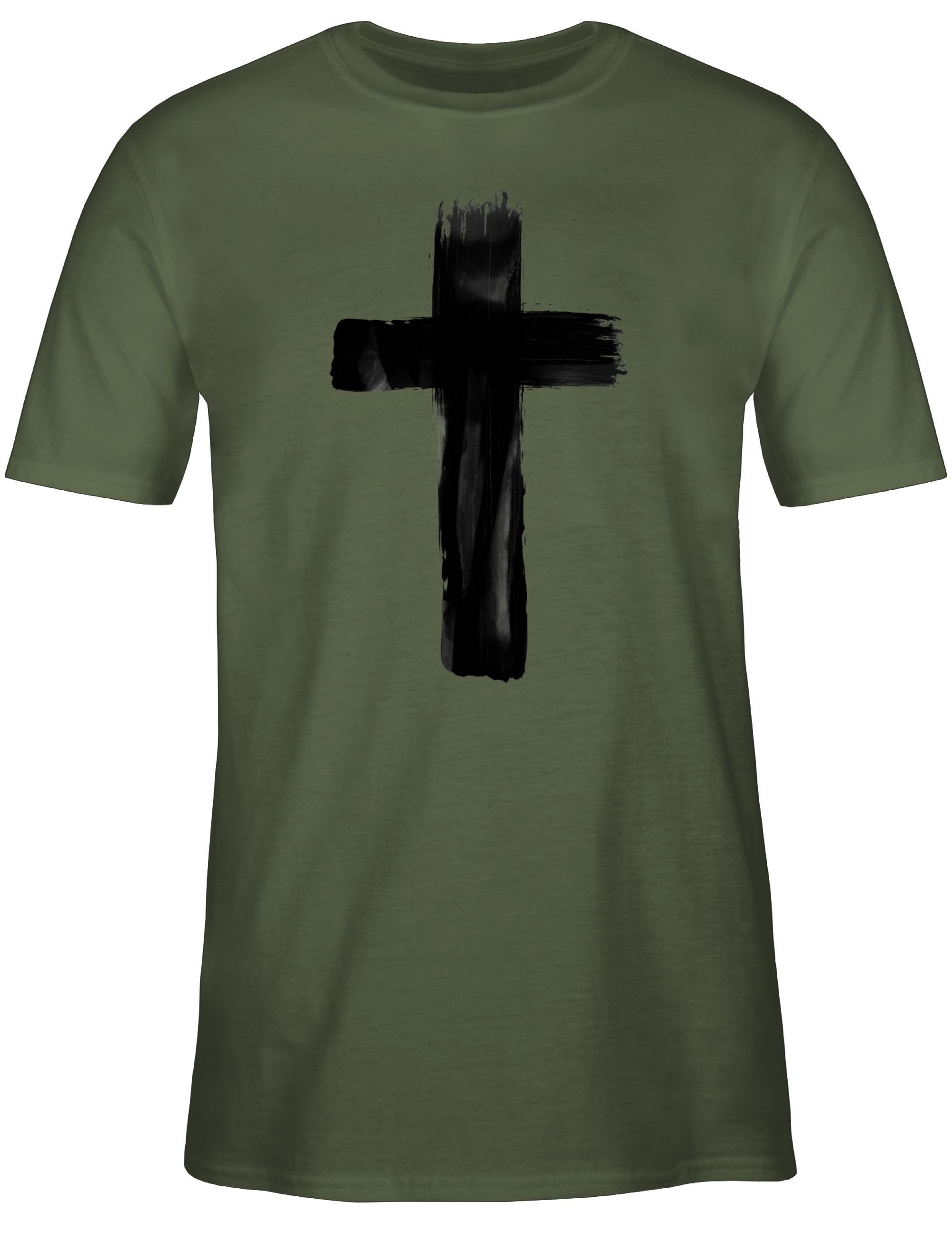 Shirtracer T-Shirt Kreuz und Vintage Grün Symbol Outfit Zeichen Army 3