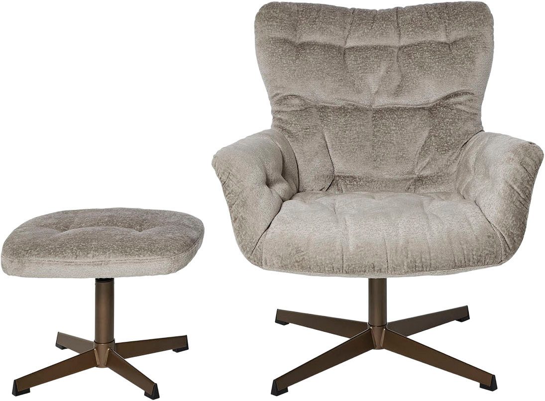 Jahnke Sessel LOUNGE COSY TWIST PLUS, Loungesessel inkl. Hocker, bequeme Polsterung & Armlehnen, drehbar