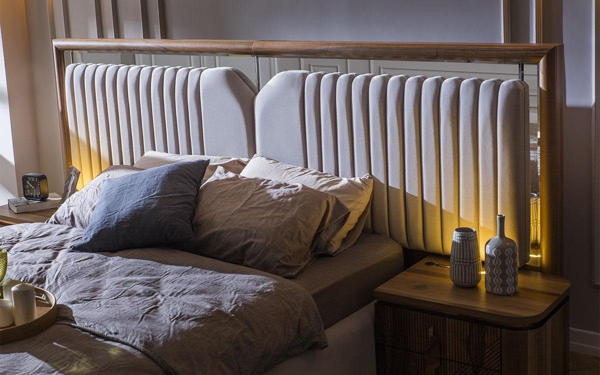 JVmoebel Schlafzimmer-Set Luxus Schlafzimmer set Made + Kleiderschrank Bett In Modern, + 2x Europe Nachttische