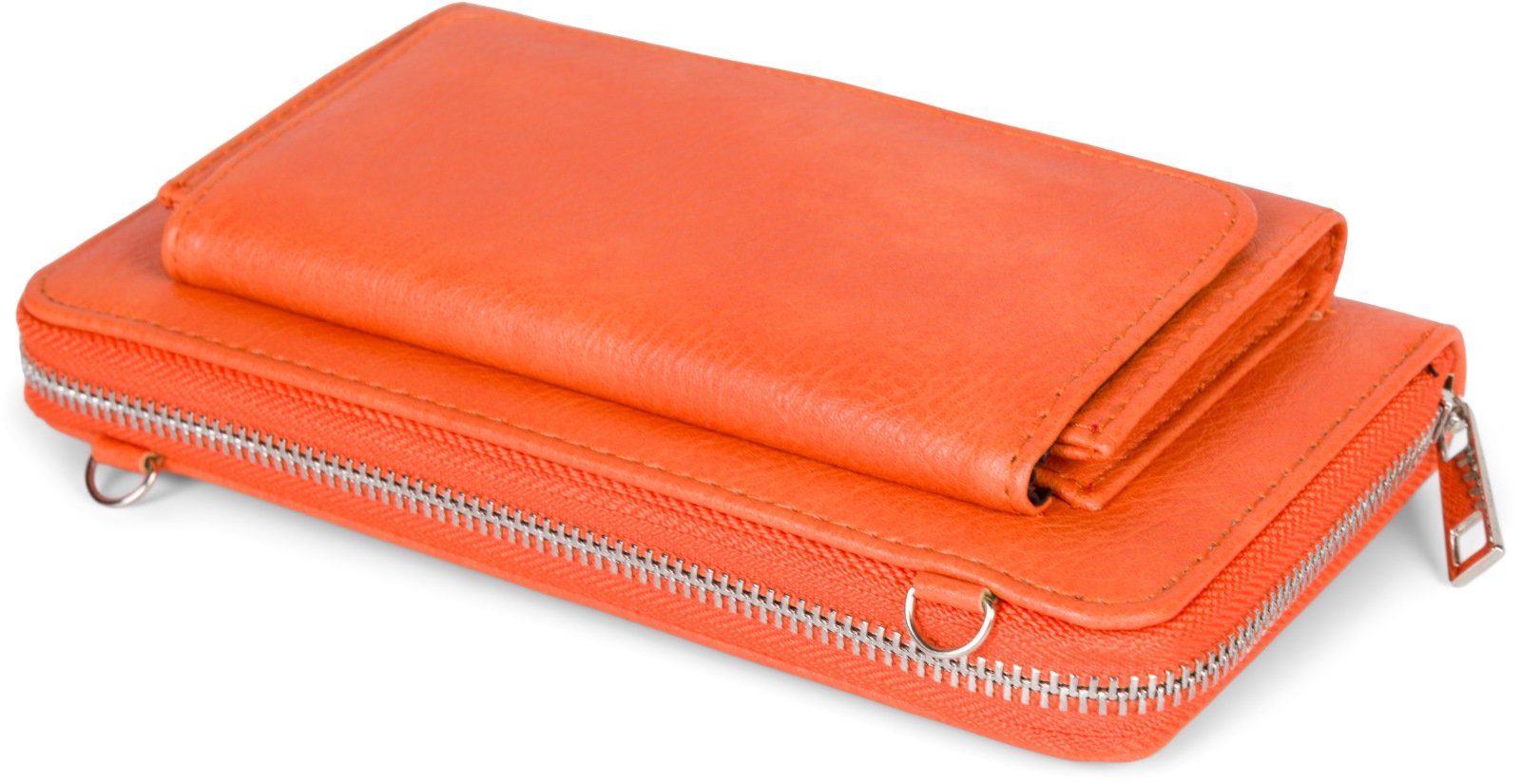 styleBREAKER Smartphonetasche (1-tlg), Geldbörse Orange mit Unifarben Handyfach