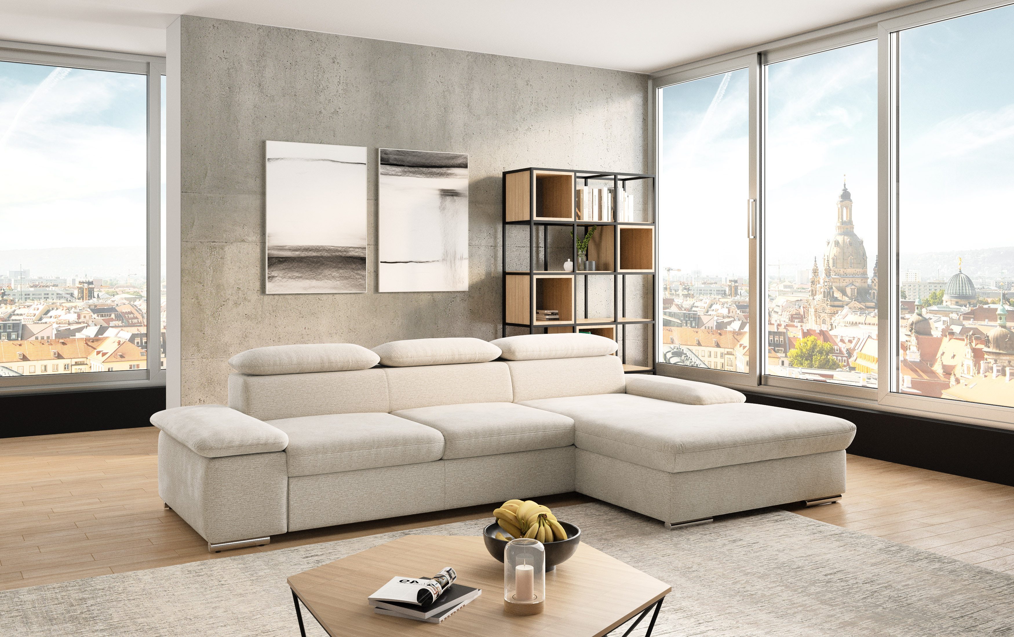 sit&more Ecksofa Valantine L-Form, B: 286 cm, mit Arm- & Kopfteilverstellung, optional mit Bettfunktion