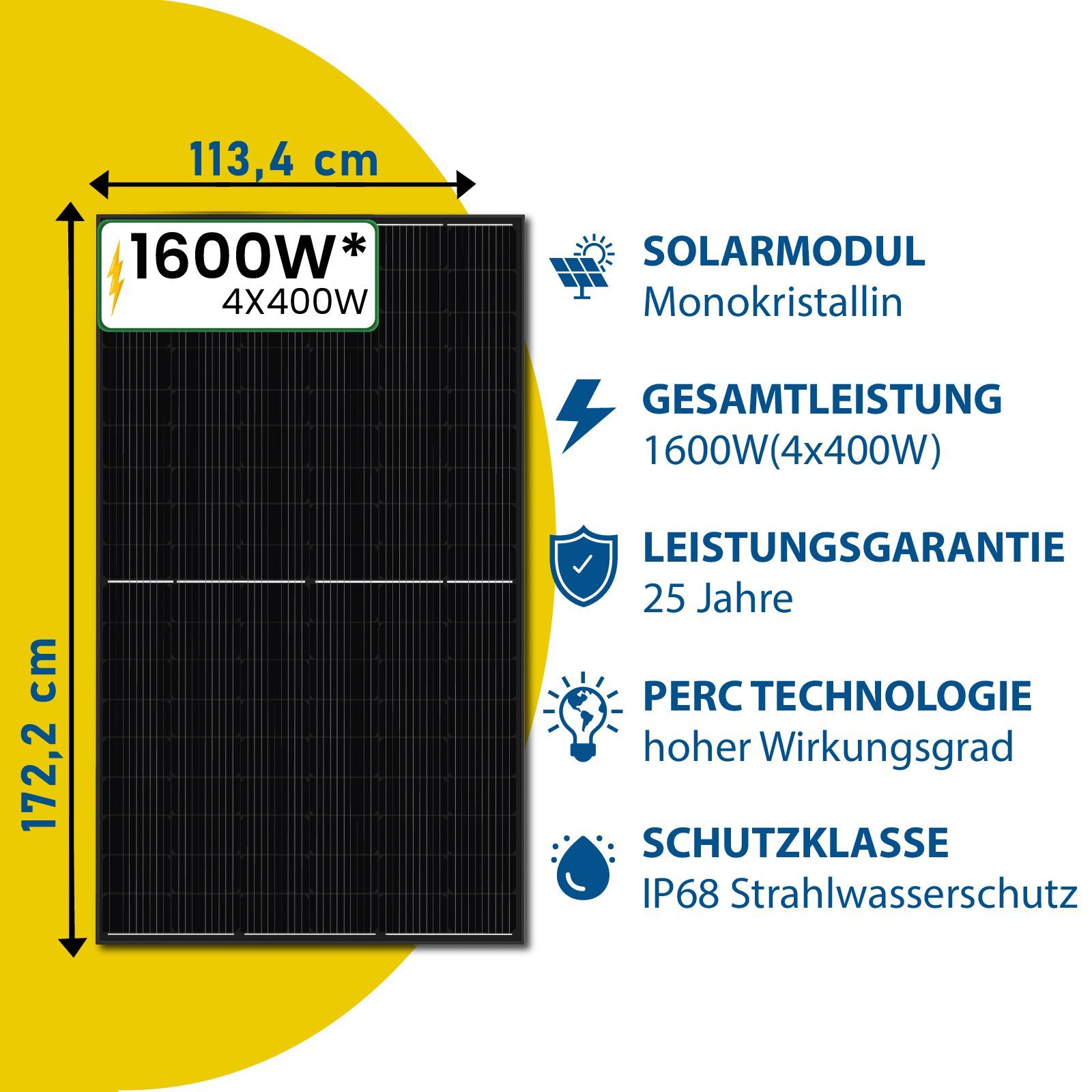 Stegpearl Solaranlage 1600W (4x 400W) Photovoltaik Monokristalline  Balkonkraftwerk, Hoymiles HMS-1600W-4T (Die Freigabe der Verbindung für 4  Module) Mikrowechselrichter, Antireflexbeschichtung,  Wasserdichtigkeitsklasse, steckerfertig für Ihr Haus, Plug