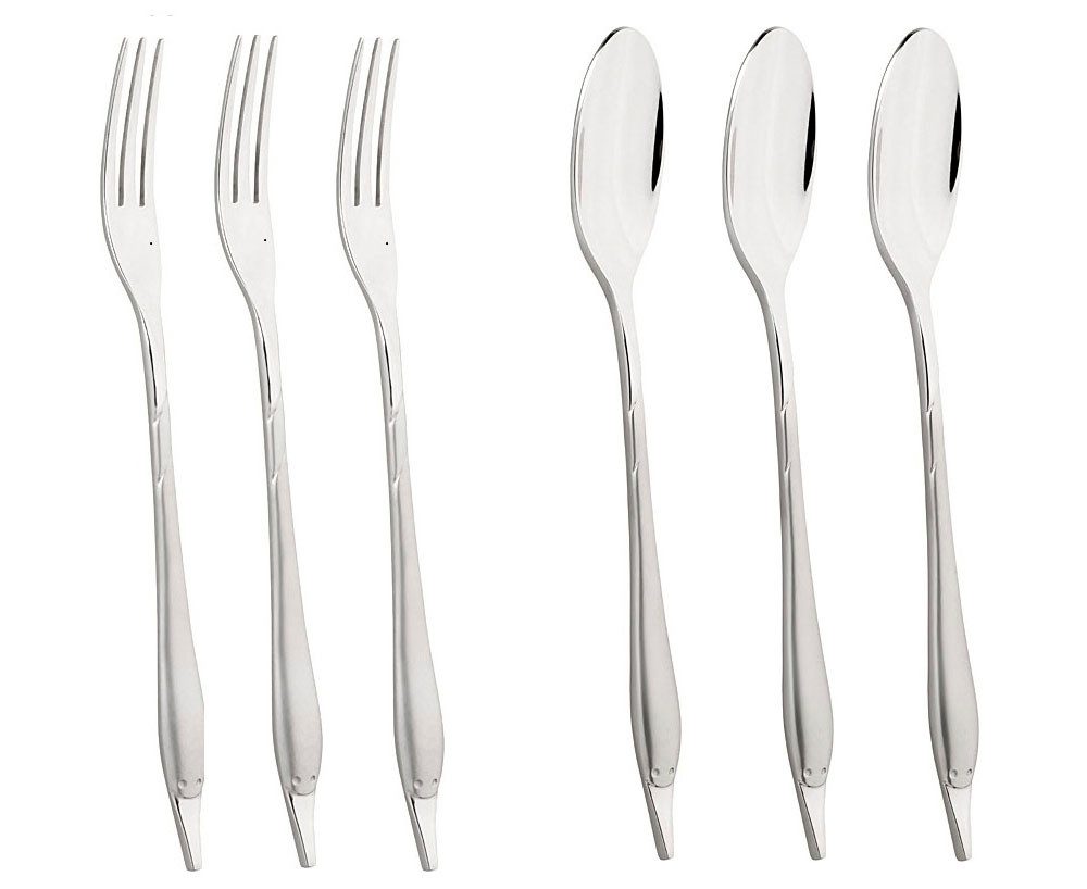 Mulex Besteck-Set Mini Besteck bestehend aus 3x Löffeln und 3x Gabeln (6-tlg), Chromstahl, praktisch für Camping, Picknick, Wandern - oder einfach für den Salat