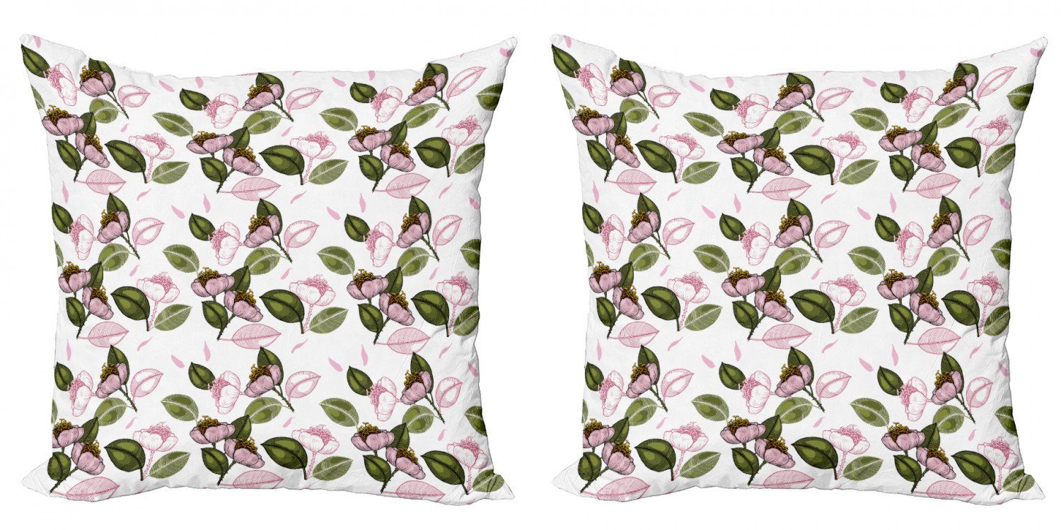 Kissenbezüge Modern Accent Doppelseitiger Digitaldruck, Abakuhaus (2 Stück), Hawaii Retro Blumen Illustration