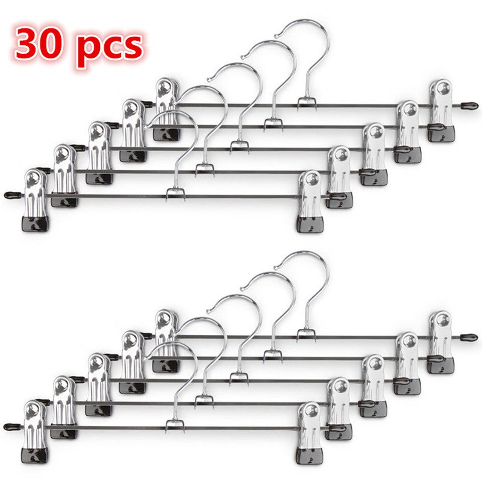JEOBEST Kleiderbügel Metall Hosenbügel Kleiderbügel, mit Rutschfest Clips, (30-tlg), (10-50-tlg), Anti-Rutsch, Rockbügel Hosenbügel Platzsparend