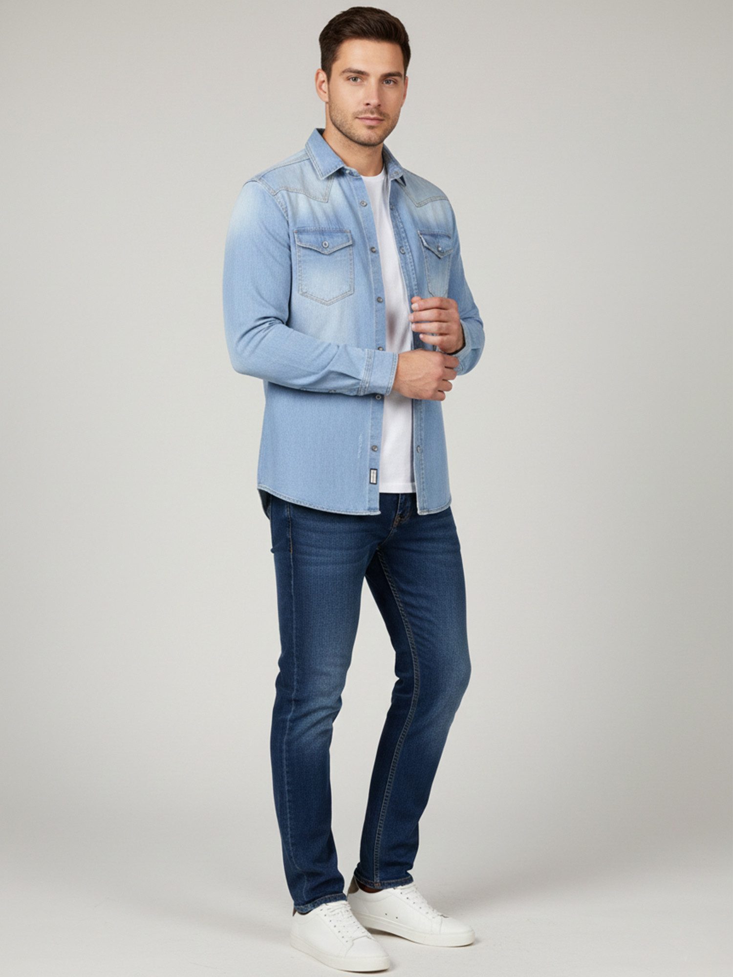 Rock Creek Jeanshemd Herren Jeans Hemd Regular Fit H-419 – Bild 4 von 5