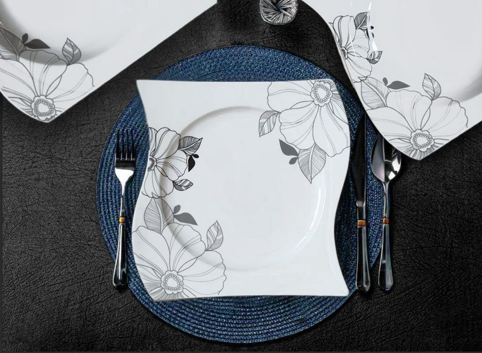 Tullip Kombiservice (43-tlg), 6 Personen, Geschirr-Set, Tafelservice, Kaffeeservice, Designed in Germany