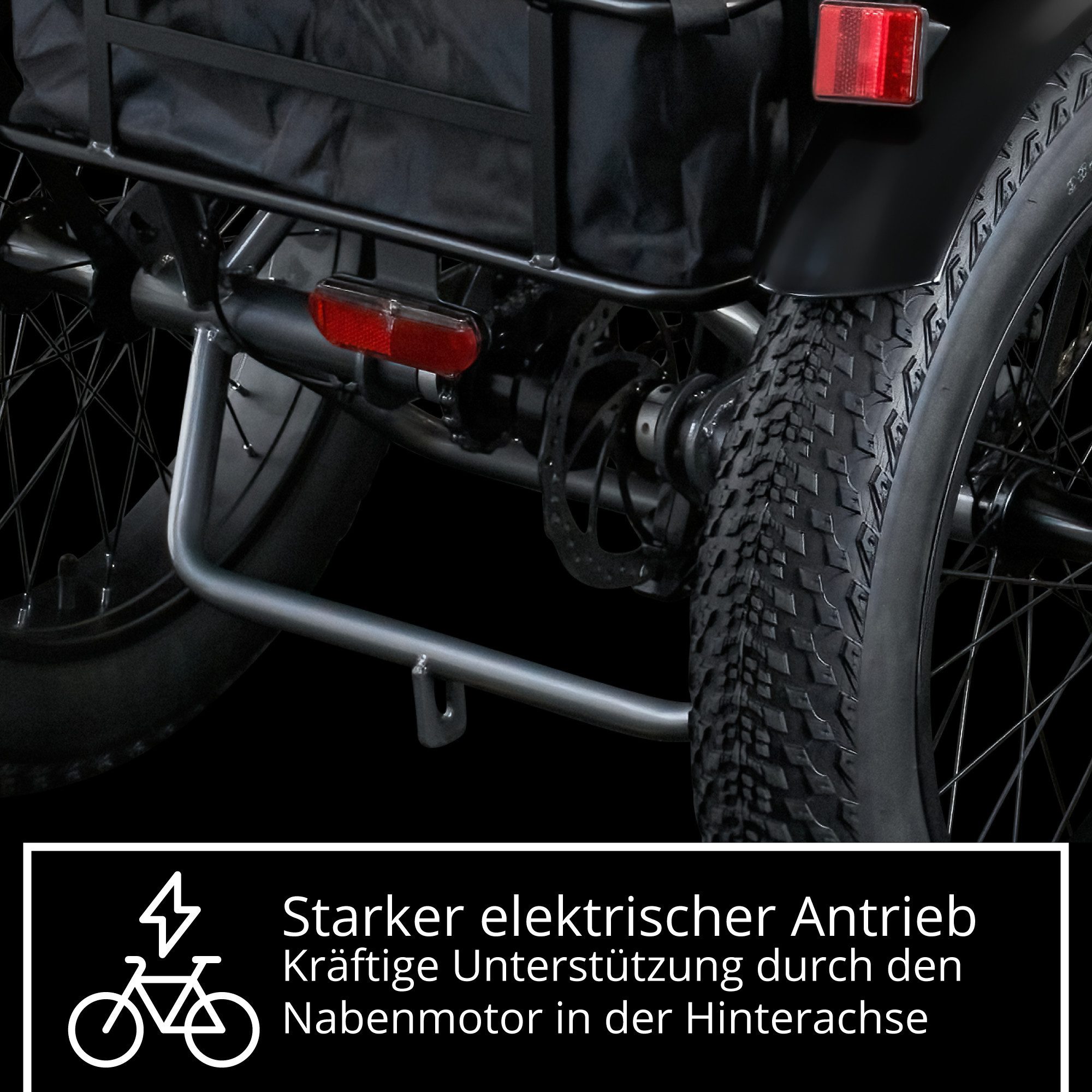 Remington E-Bike Dreirad R100, 7 Gang Shimano TY300 Schaltwerk, Kettenschaltung, Heckmotor, 468 Wh, E Bike Elektro Dreirad 20 Zoll Elektrodreirad 2 Akkus 120km – Bild 4 von 5